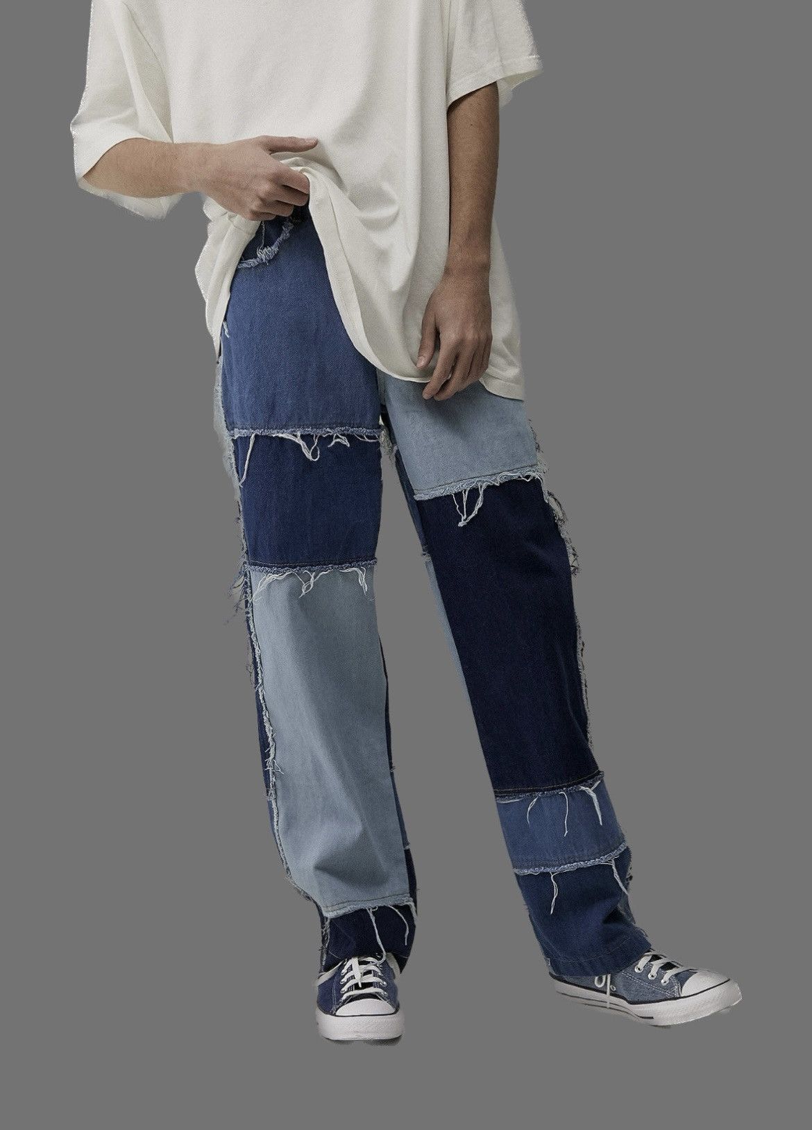 Jaded London Jaded London Frayed Patchwork Denim Skate Jeans mens W 32 Size US 32 / EU 48 - 3 Thumbnail