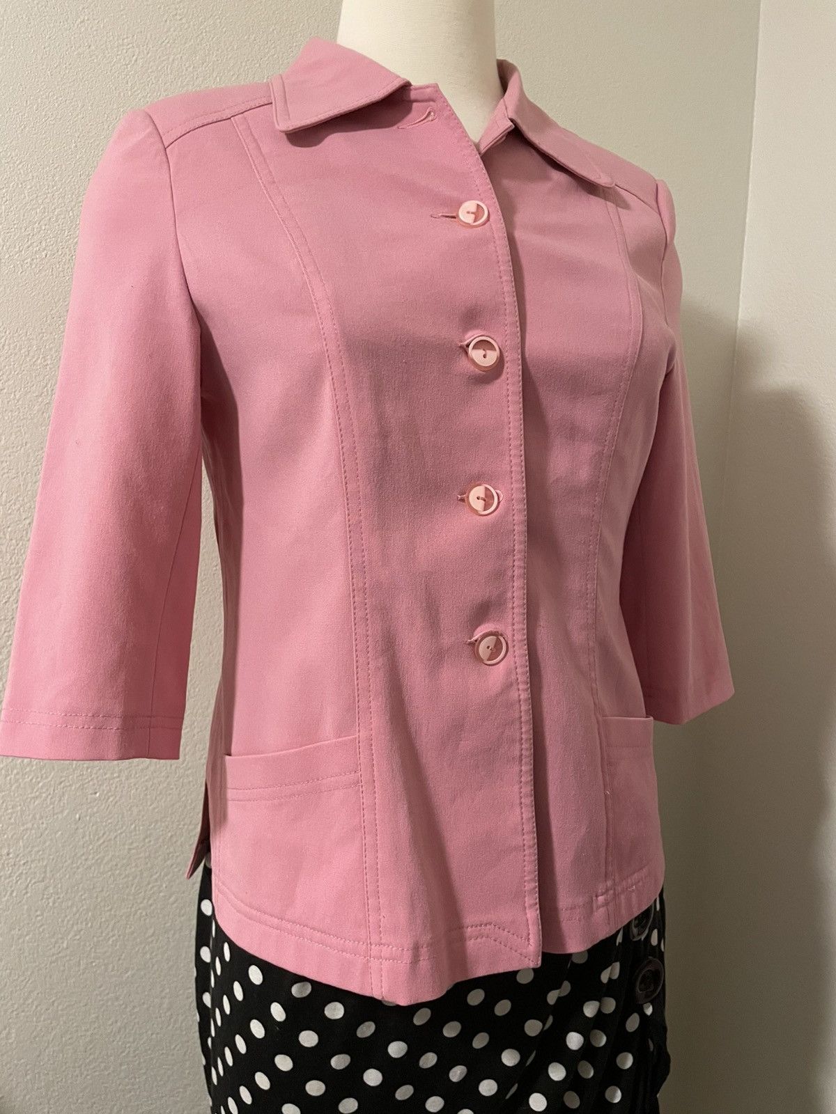 Vintage Pink Retro 3/4 sleeve Blazer Jacket S Size S / US 4 / IT 40 - 1 Thumbnail