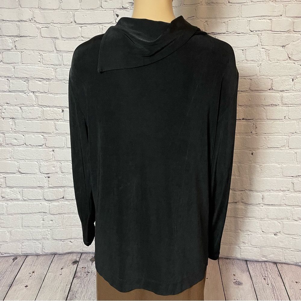 Chicos Chico's Travelers Black Liquid Knit Triangle Cowl Neck Top Size XL / US 12-14 / IT 48-50 - 4 Thumbnail