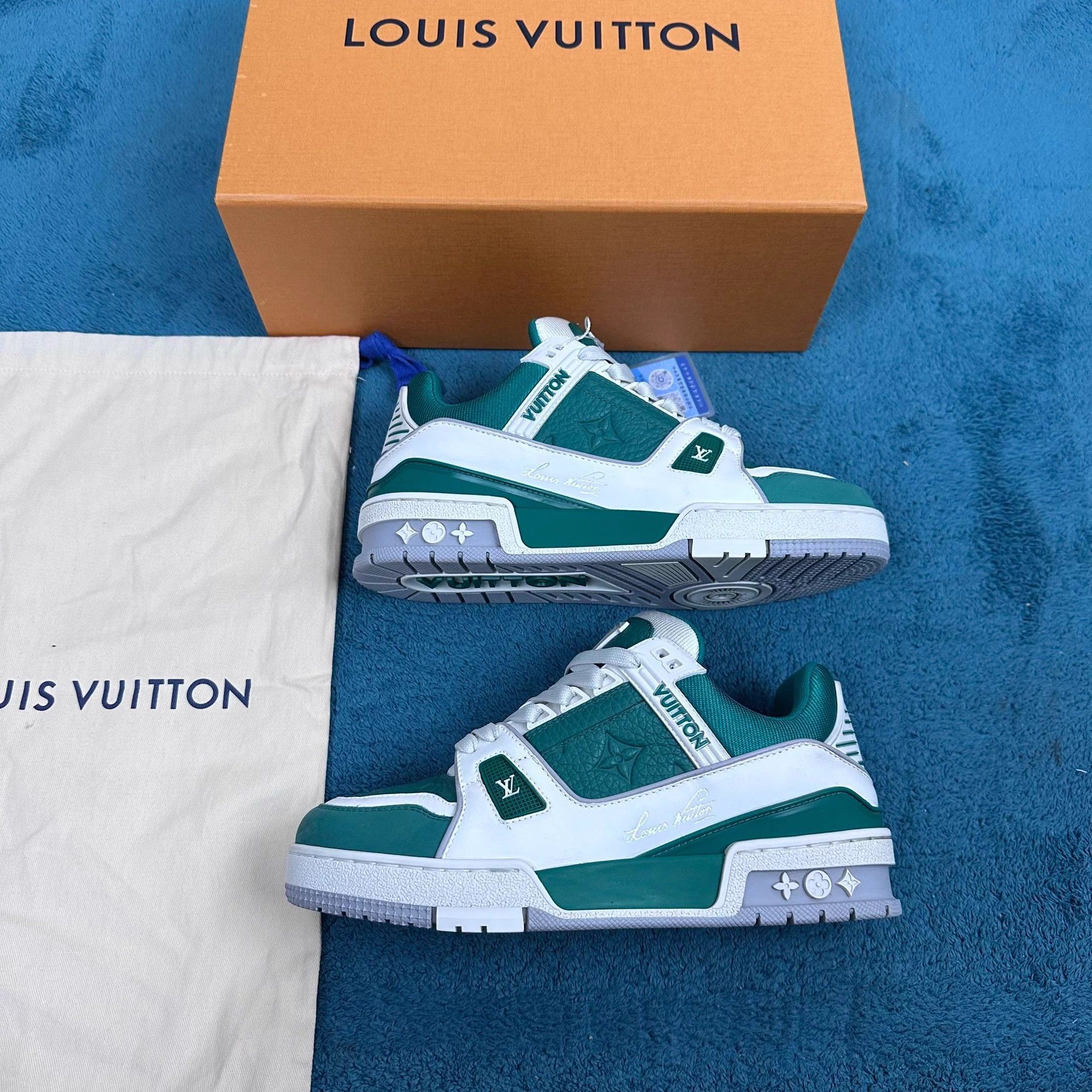 Louis Vuitton LV Trainer 25SS Cowhide Leather Green 37.5 Size US 6.5 / IT 36.5 - 2 Thumbnail