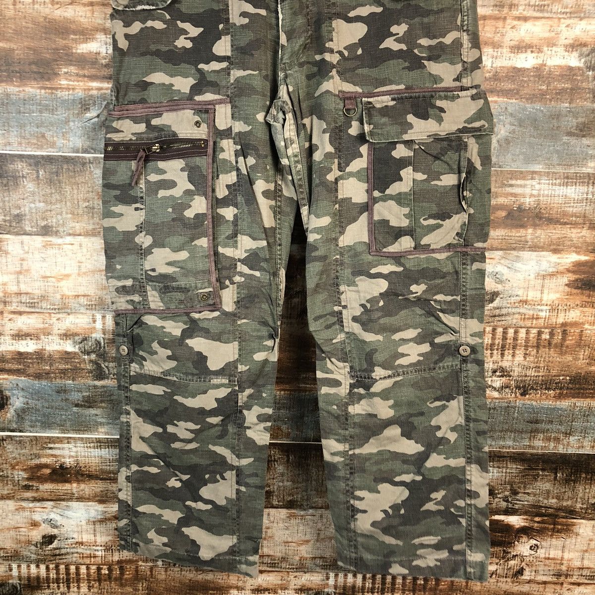 Japanese Brand DL Rush Hour Camo Green Cargo Multipocket Pants #C212 Size US 34 / EU 50 - 3 Thumbnail