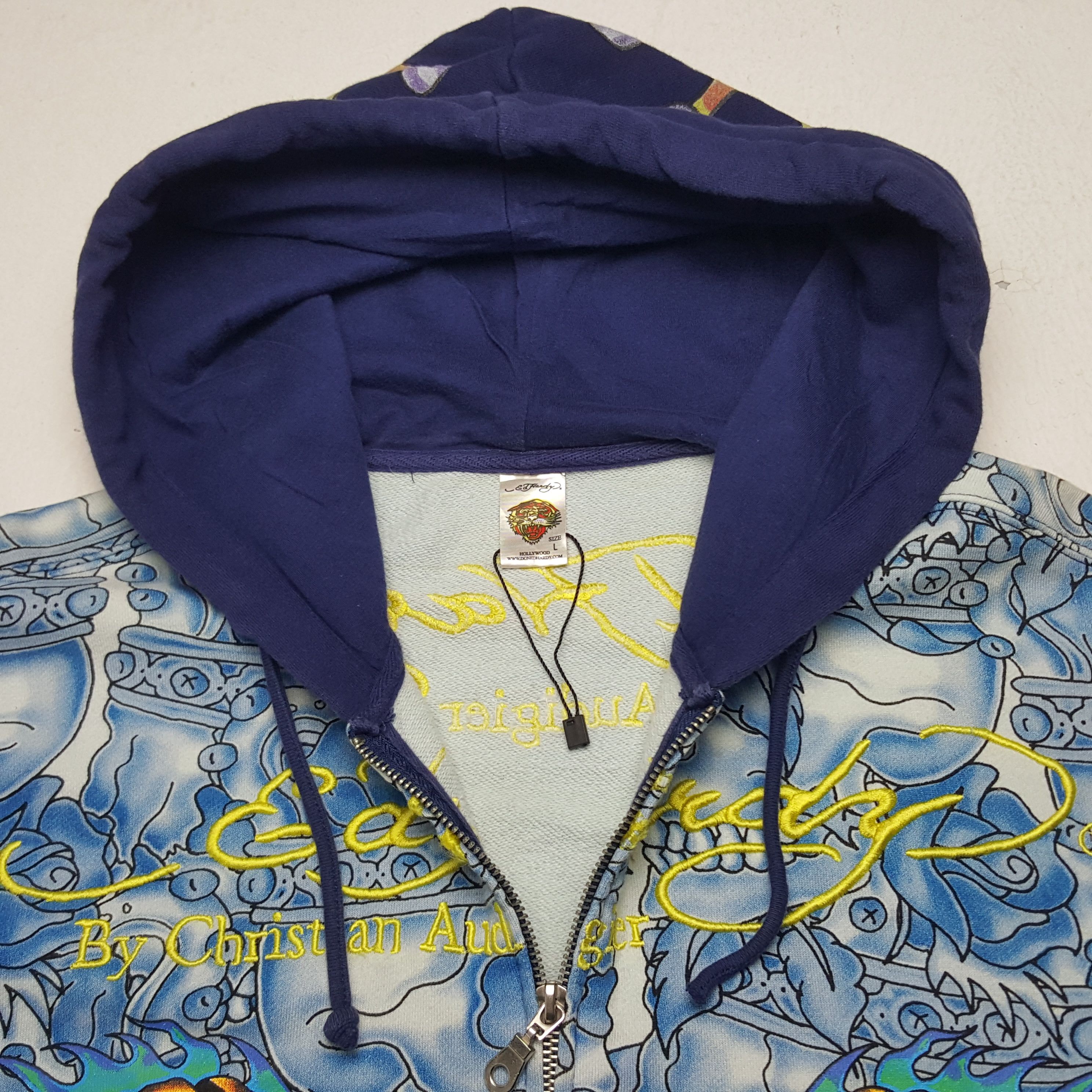 Christian Audigier × Ed Hardy × Vintage Vintage Ed Hardy by Audigier Overprinted Jacket Hoodies Size US M / EU 48-50 / 2 - 5 Thumbnail