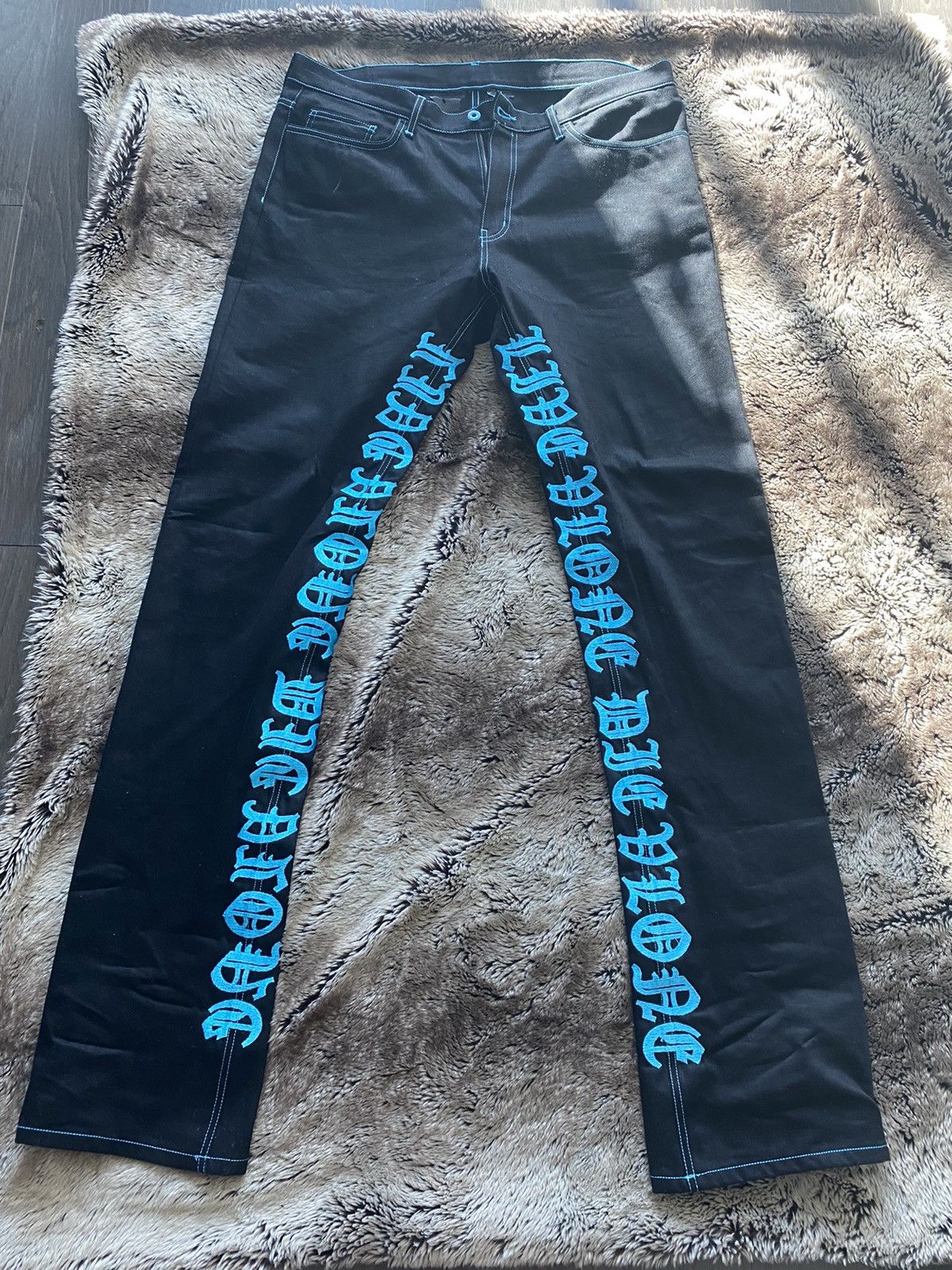 Vlone Live Vlone Die Vlone Denim Jeans XXL Black/Teal Size US 38 / EU 54 - 1 Thumbnail