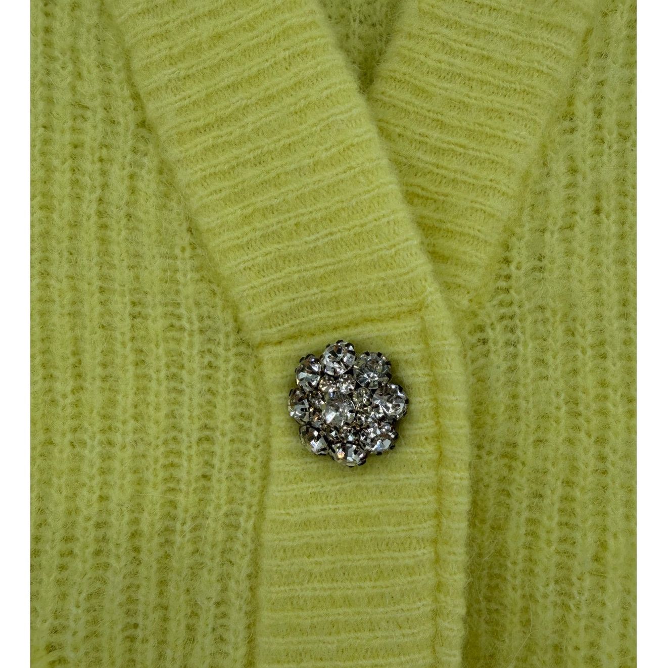 Ganni GANNI Elfin Yellow Jewel Button-Front Alpaca Wool Cardigan Size L / US 10 / IT 46 - 2 Thumbnail