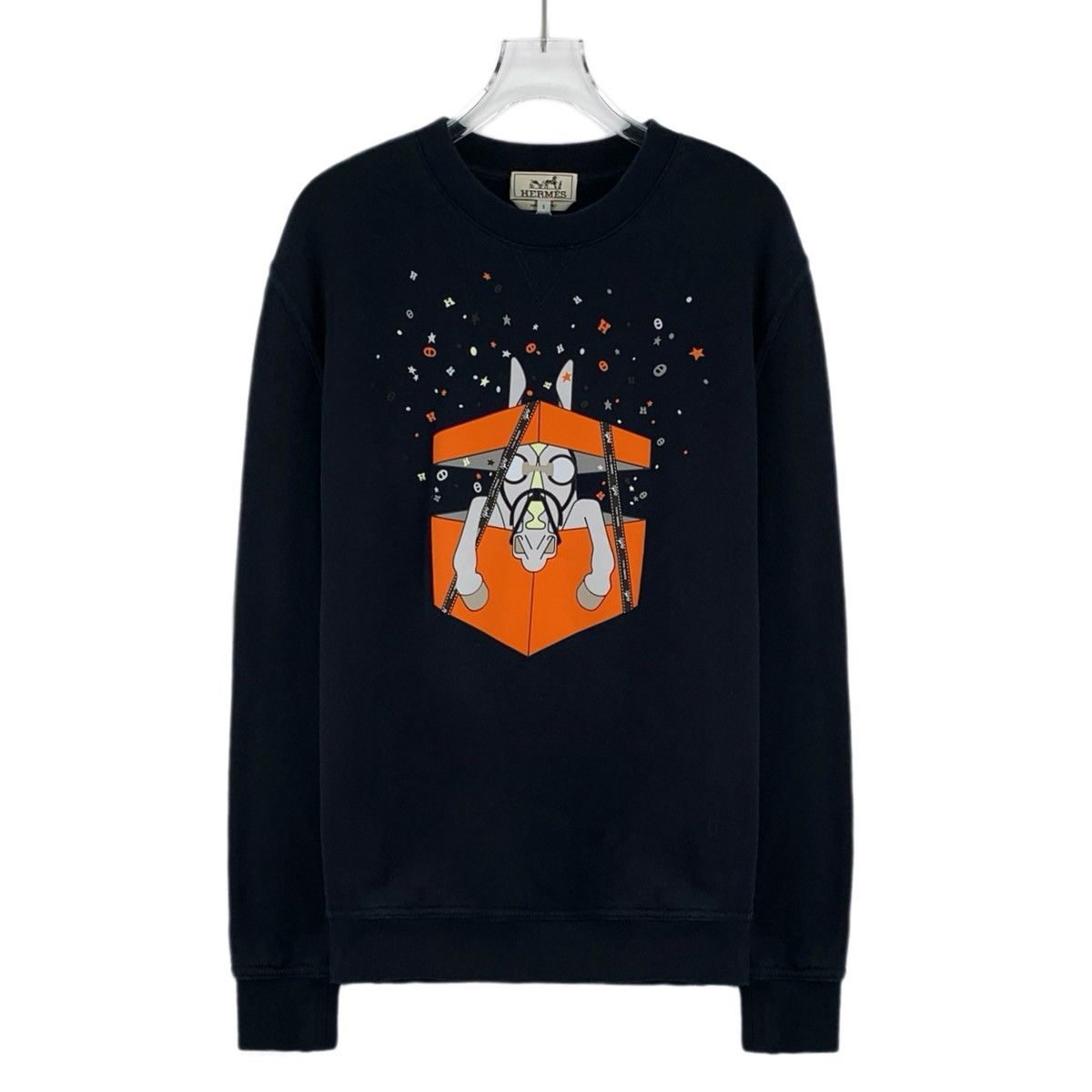 Hermes Hermès Black Cartoon Printed Long Sleeve Sweatshirt K26WX Size US S / EU 44-46 / 1 - 1 Thumbnail