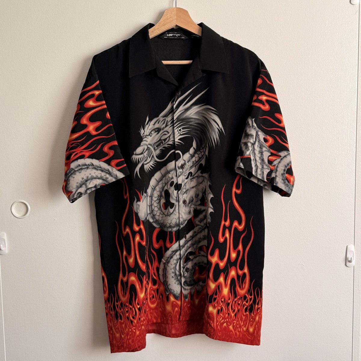Other Vintage Y2K Million Guy Flaming Dragon AOP Button Up Size US XL / EU 56 / 4 - 1 Thumbnail