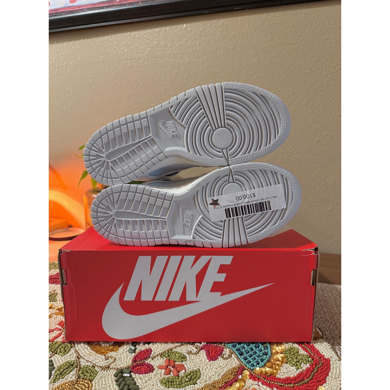 Nike Nike Dunk High GS Summit White Football Grey Pure Platinum Size US 5 / EU 37 - 6 Thumbnail