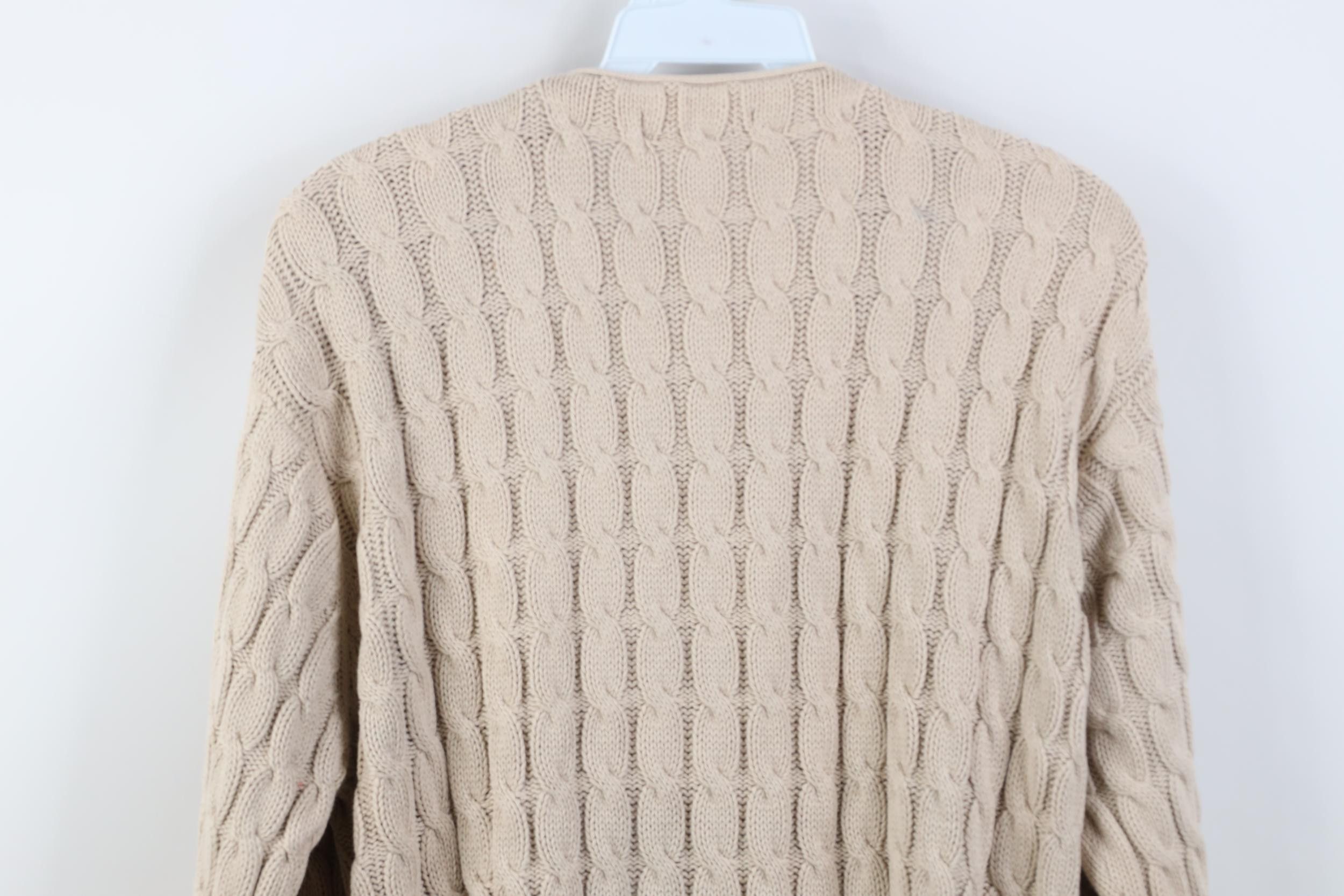 Lands' End Vintage 90s Lands End Cotton Cable Knit Cardigan Sweater Size S / US 4 / IT 40 - 9 Thumbnail