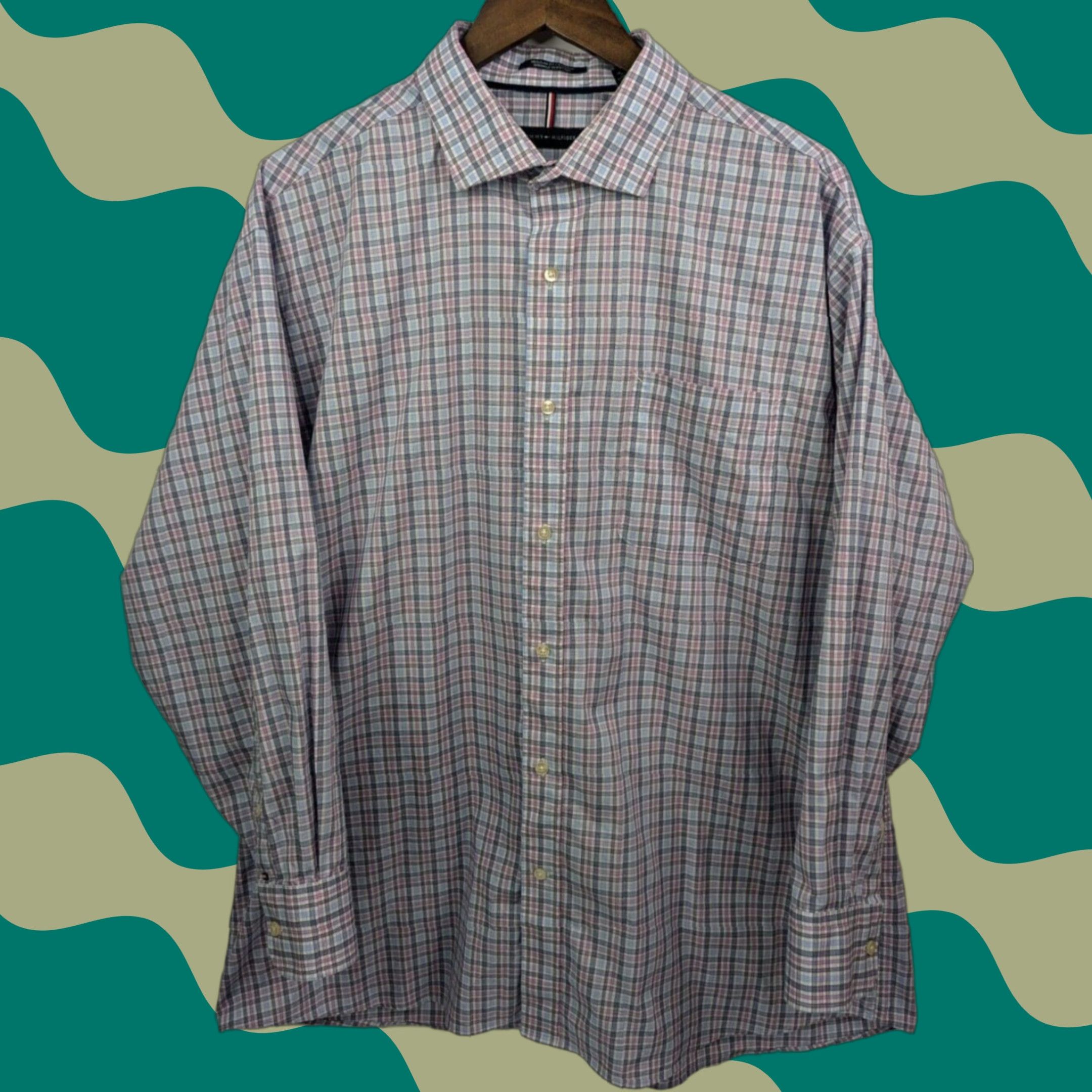 Tommy Hilfiger Tommy Hilfiger Purple Plaid Shirt XL Regular Fit Button-Down wrinkle Resistant Casual Dress Shirt Mens Regular Fit Shirt Size US XL / EU 56 / 4 - 1 Thumbnail