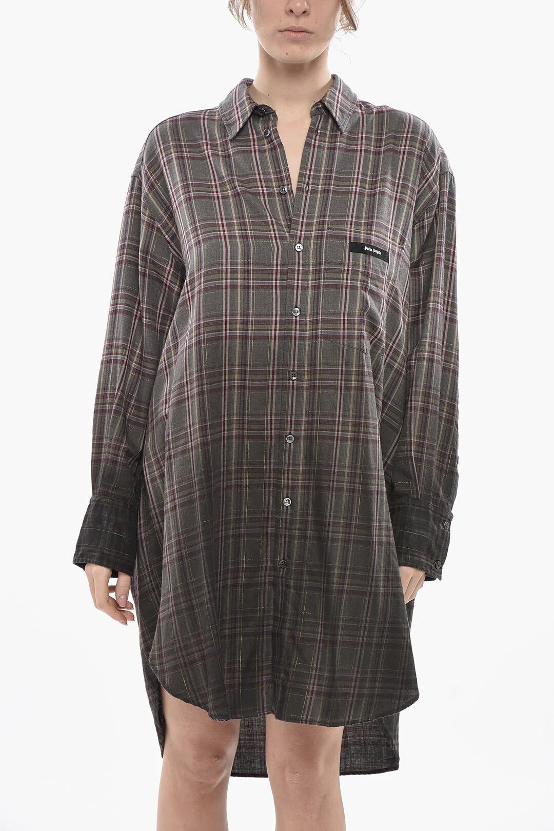 Palm Angels og1mm0326 Midi Shirt Dress in Grey Size S / US 4 / IT 40 - 4 Thumbnail