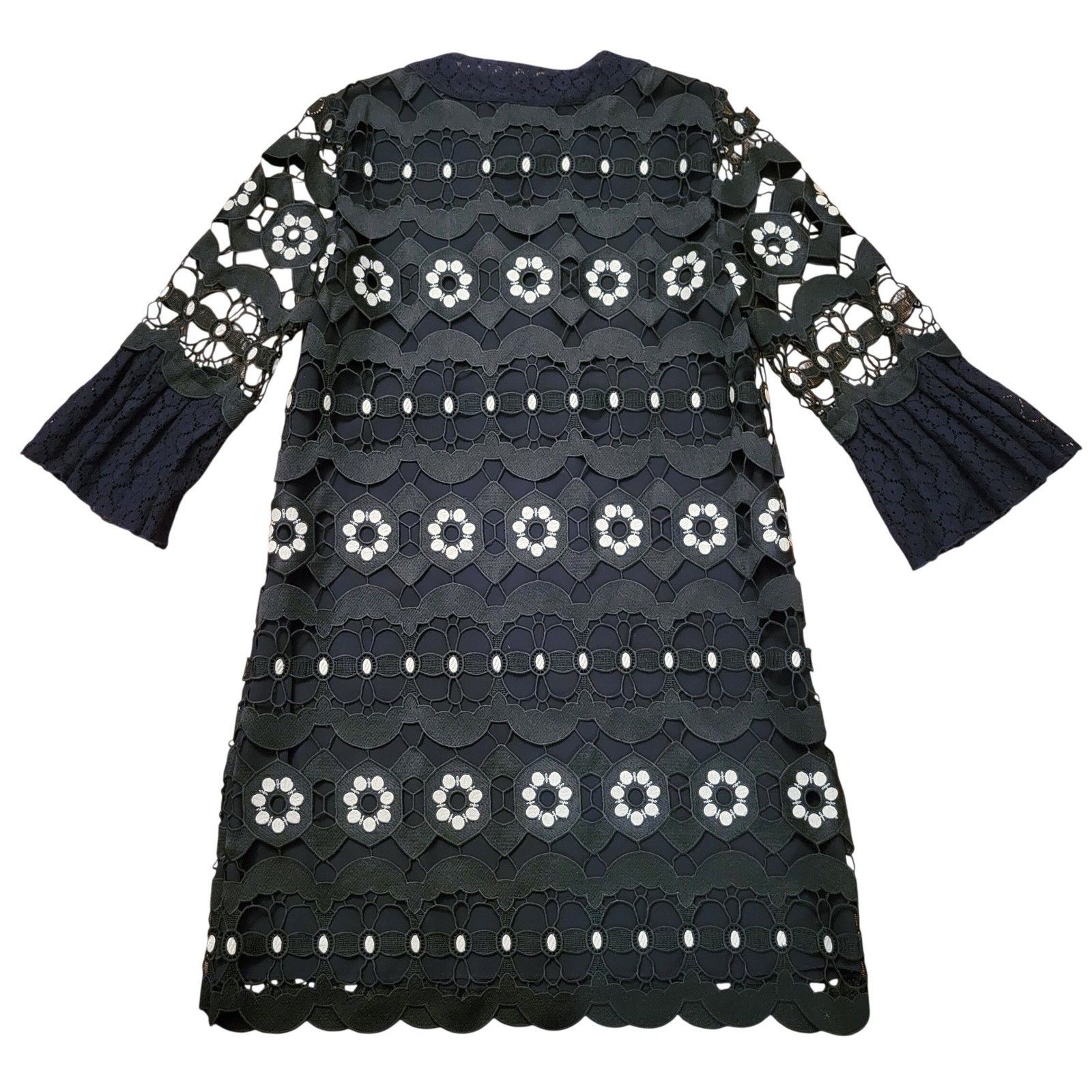 Anna Sui Anna Sui Black Lace Floral Embroidered Shift Dress 6 Goth Size M / US 6-8 / IT 42-44 - 5 Thumbnail