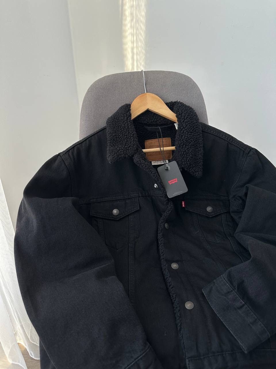 Levi's × Vintage Vintage Levi’s Black Denim Sherpa Jacket Size US L / EU 52-54 / 3 - 9 Thumbnail