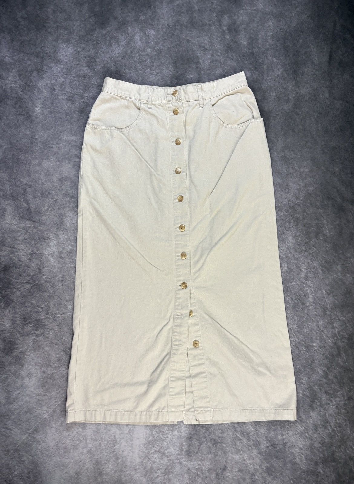 Eddie Bauer × Vintage 1990s Vintage Maxi Skirt Eddie Bauer Front Button Long Vent Size 32" / US 10 / IT 46 - 3 Thumbnail