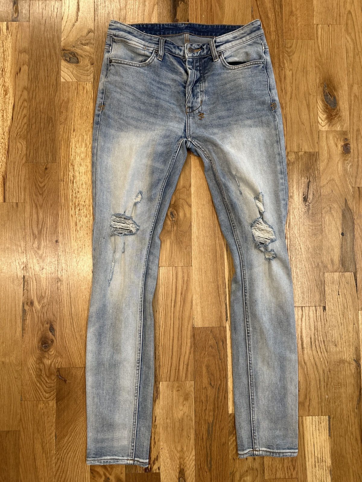 image of Ksubi Knee Rip Blue Denim Jeans Size 32, Men's