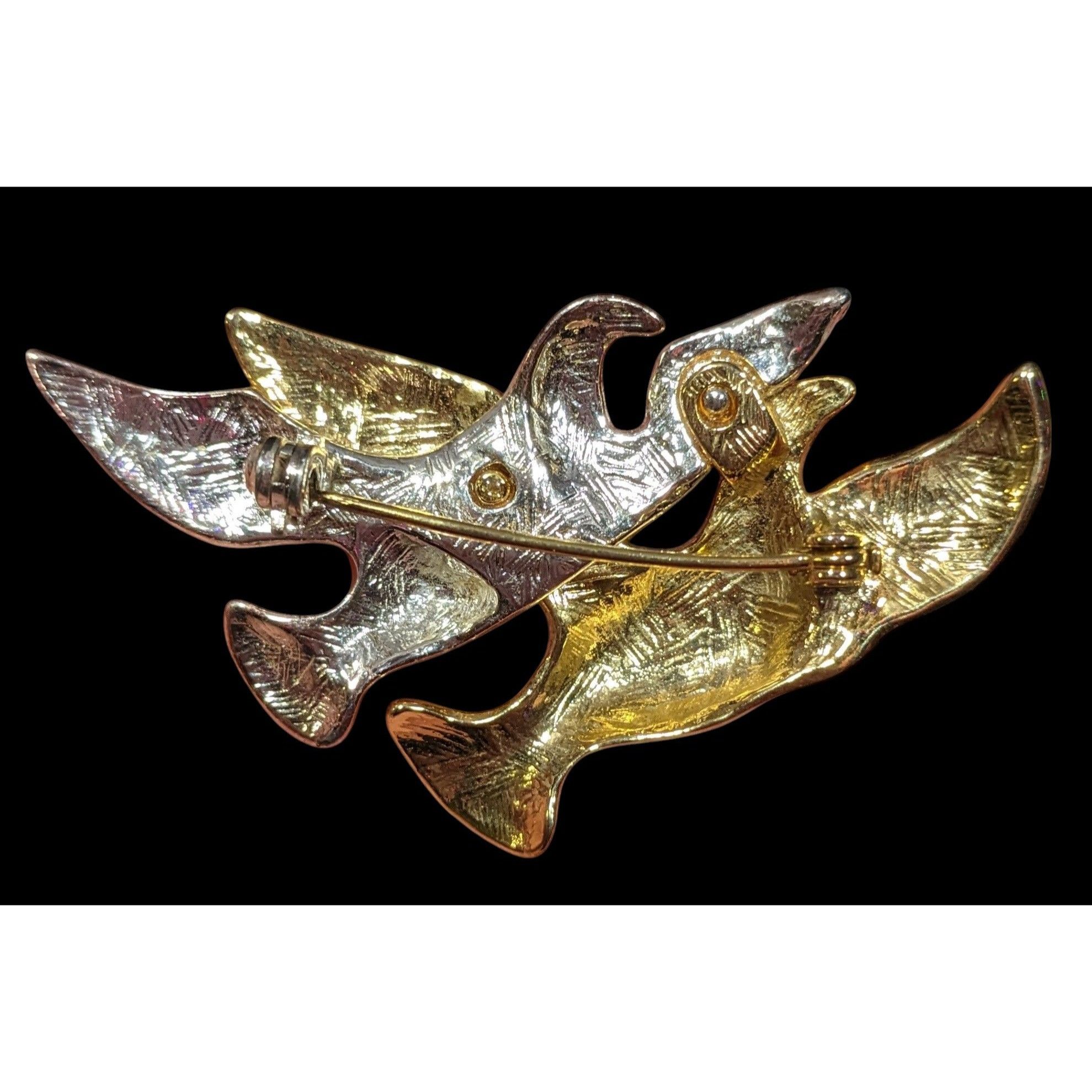 Other Vintage Silver And Gold Tone Flying Bird Pair Brooch Size ONE SIZE - 2 Thumbnail