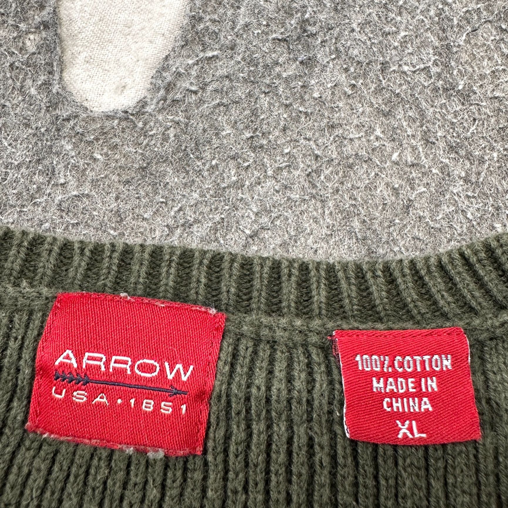 Arrow VINTAGE Arrow Sweater Mens XL Green Crew Neck Pullover Cotton Windowpane 90s Size US XL / EU 56 / 4 - 4 Thumbnail