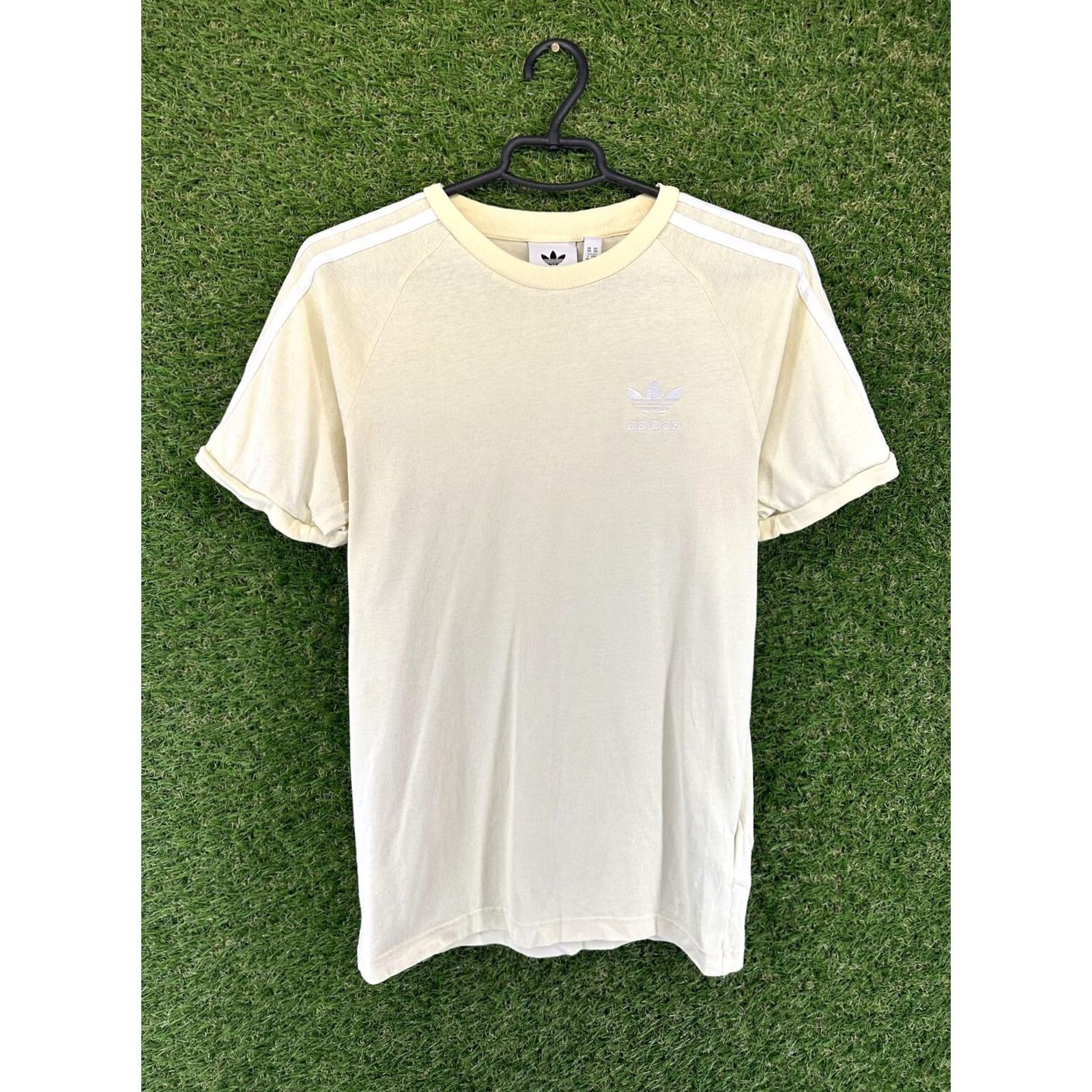 Adidas ADIDAS Shirt Men XS T-Shirt Jersey Classic Crew Neck Short Sleeve 100% Cotton Yellow White Original 3 Stripes Modern Basic Tee Womens Mens Boys Girls Size US XS / EU 42 / 0 - 2 Thumbnail