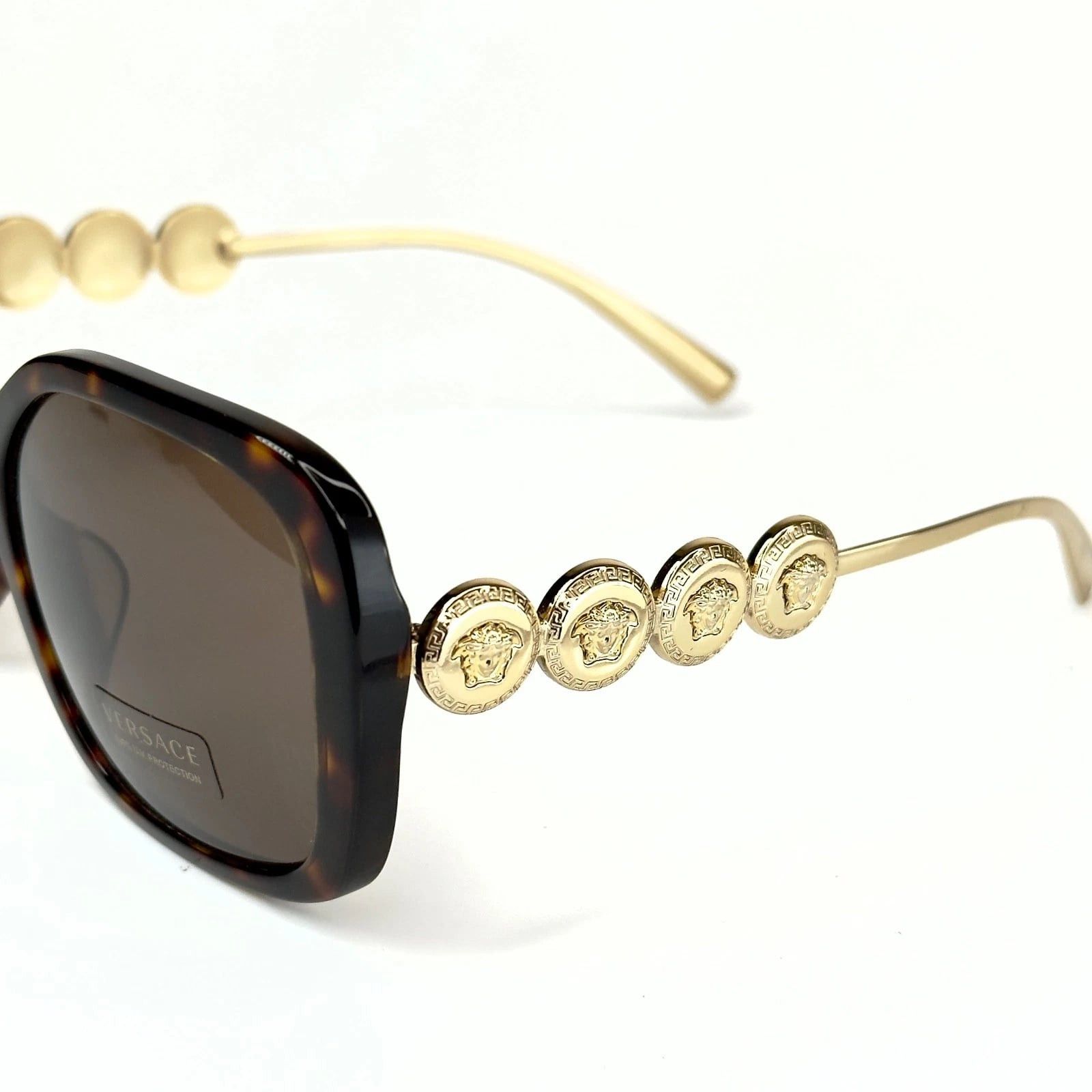 Versace VERSACE VE4375F 4375 Gold Coin Medusa Stud Brown Rectangular Size ONE SIZE - 5 Thumbnail
