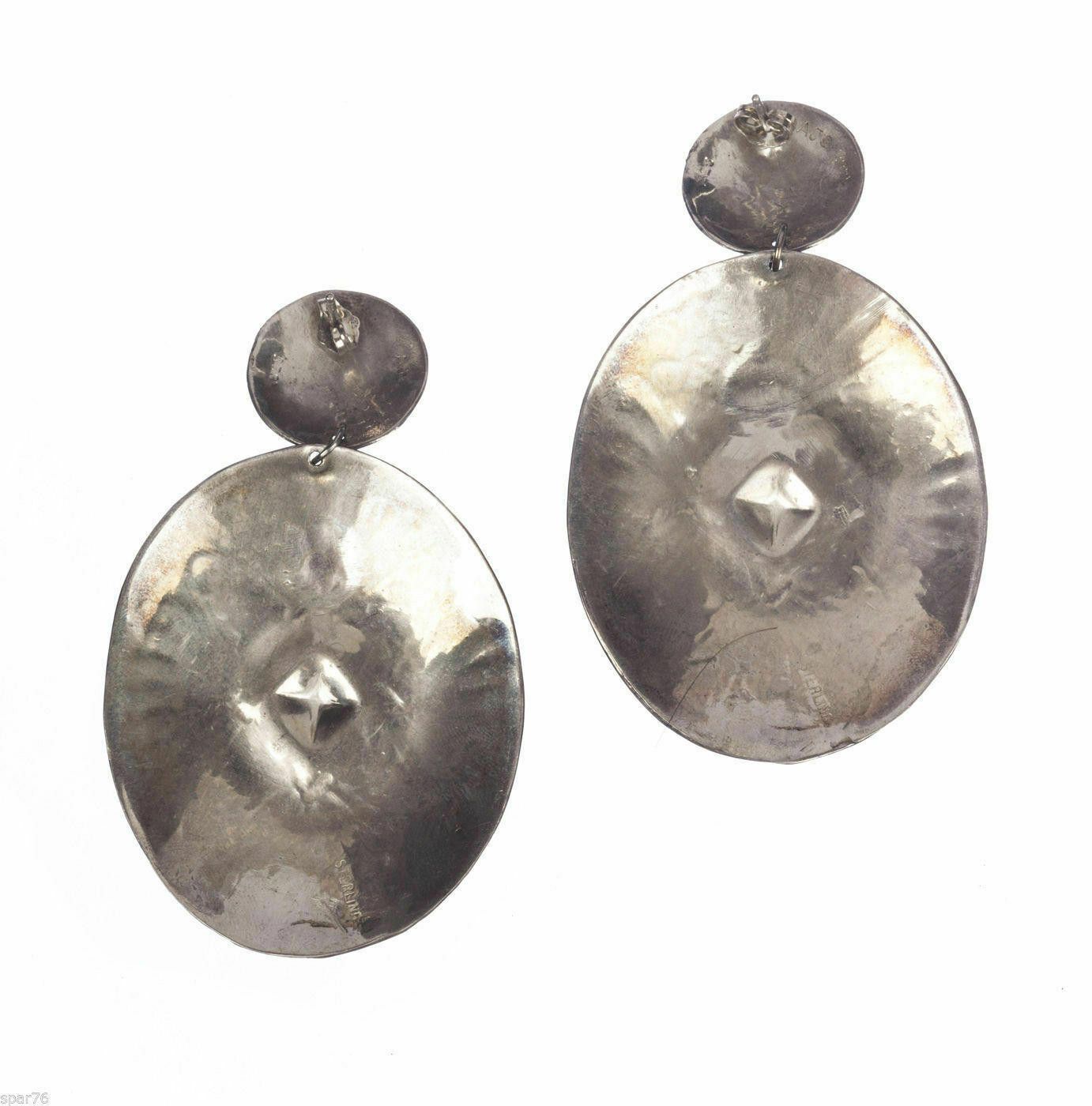 Handmade Sterling Tribal Inspired Concho Chandelier Earrings Alberto Size ONE SIZE - 4 Thumbnail
