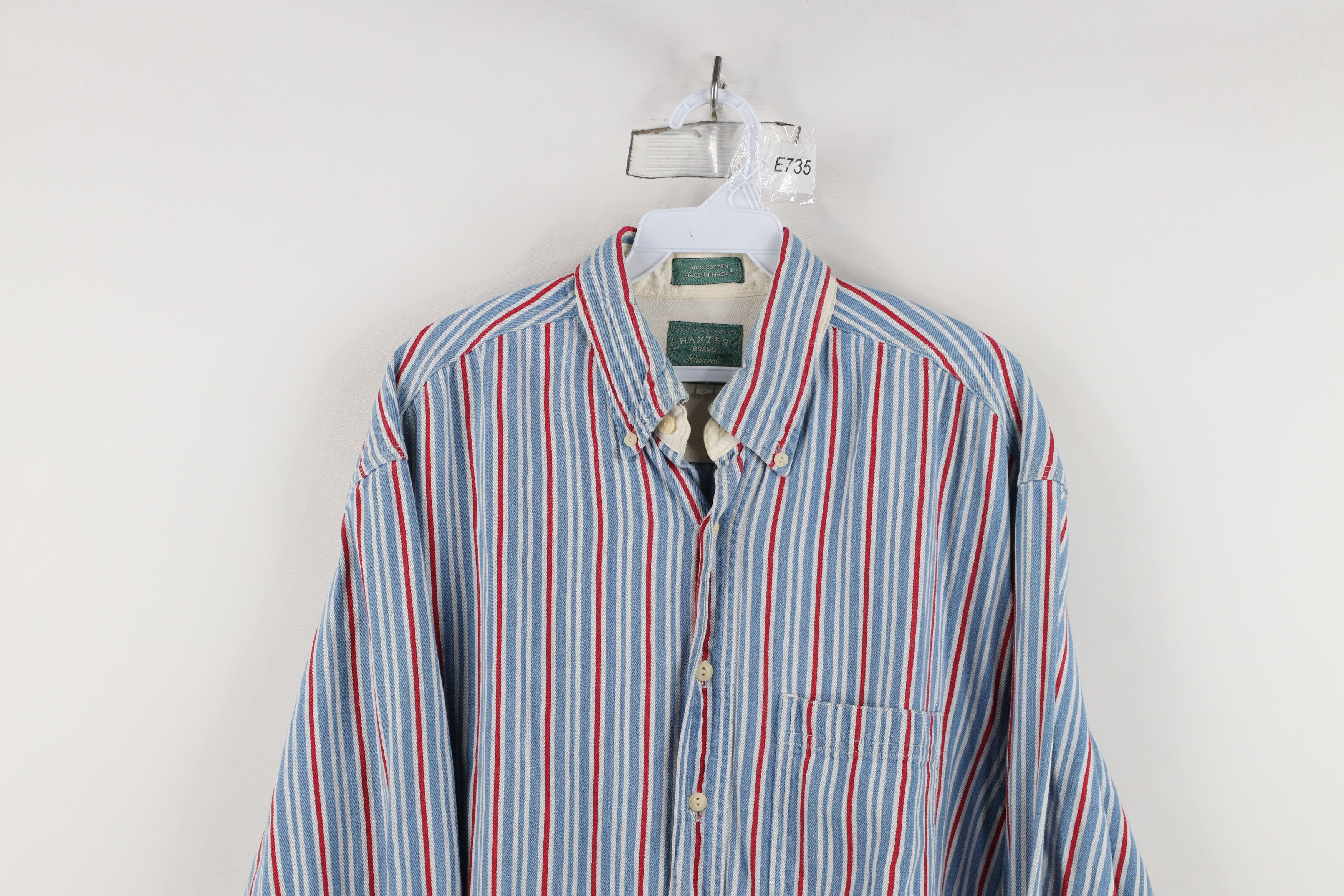 Vintage Vintage 90s Streetwear Striped Soft Denim Button Down Shirt Size US L / EU 52-54 / 3 - 2 Thumbnail