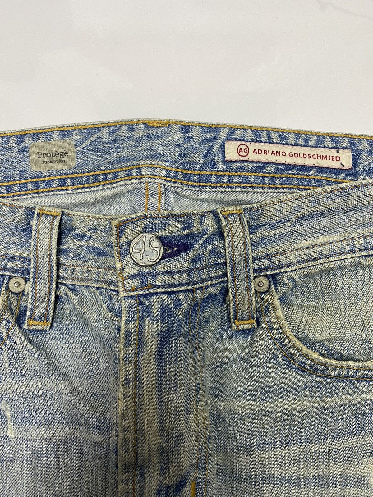 A&G Rock 🔥AG ADRIANO GOLDSCHMIED ☮️ LOGO DISTRESSED DENIM JEANS Size US 31 - 8 Thumbnail