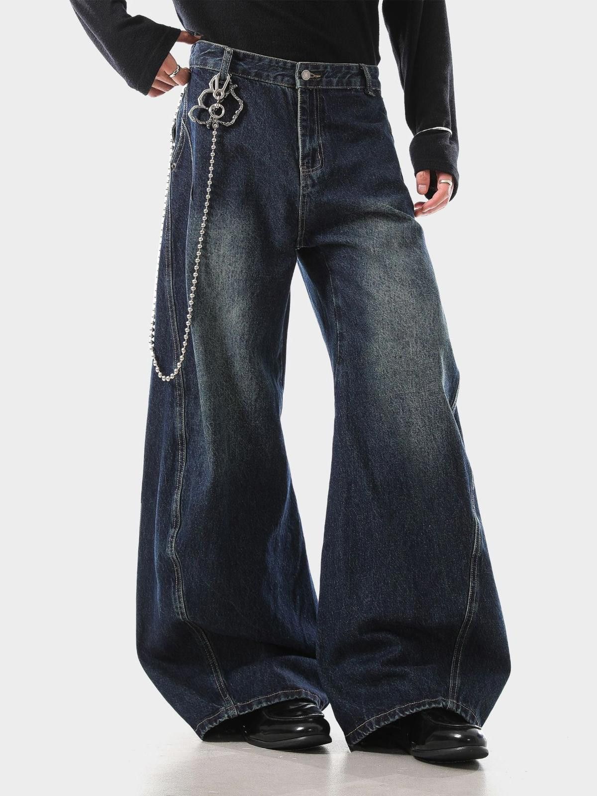 Vintage Blue Wide Leg Denim Jeans, Baggy Fit Jeans Size US 32 / EU 48 - 1 Thumbnail