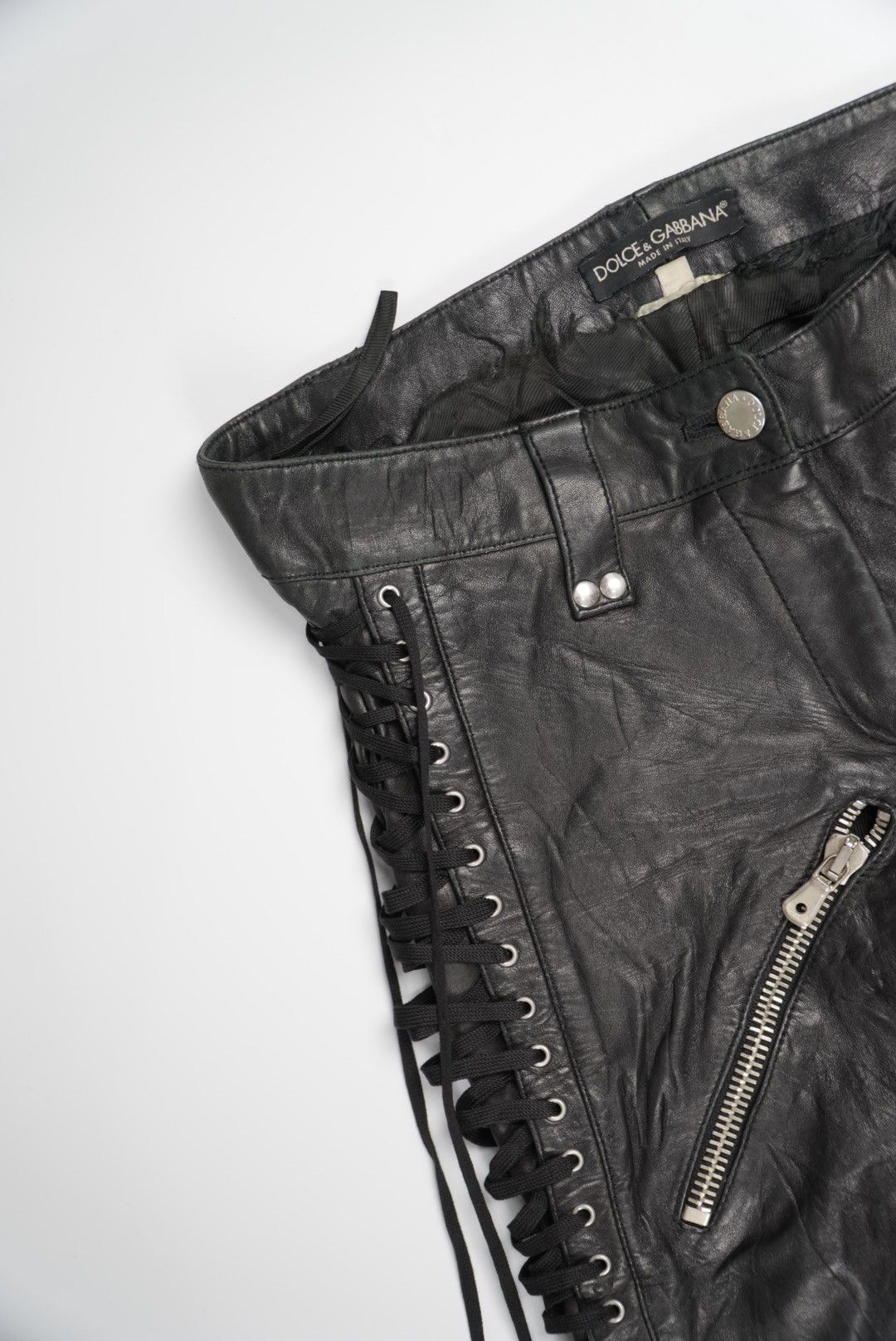 Dolce & Gabbana Dolce & Gabbana Archive Bondage Lace-Up Leather Pants Size 27" / US 4 / IT 40 - 4 Thumbnail
