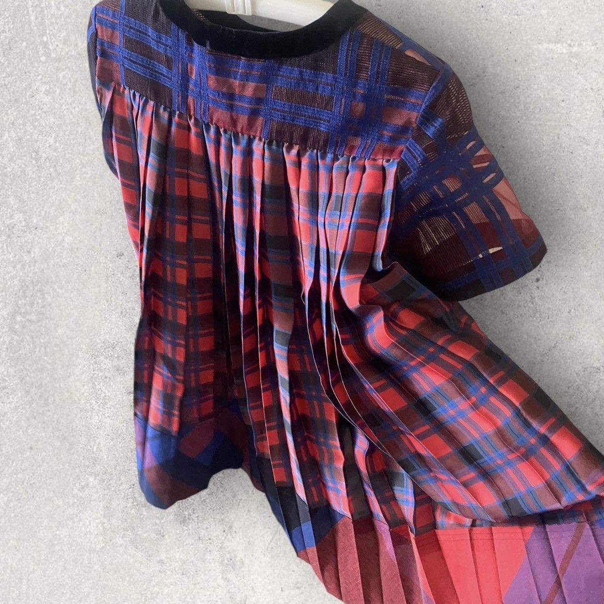 Sacai Pre Fall 2018 Red/Blue Plaid Back Pleated Oversize Blouse Size S / US 4 / IT 40 - 4 Thumbnail
