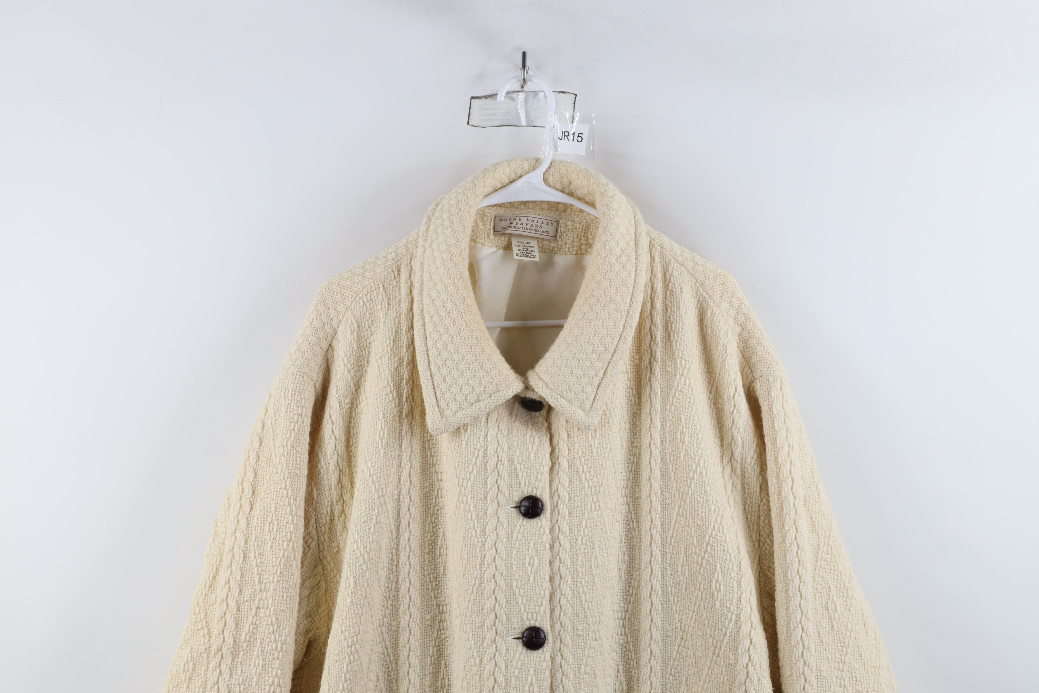 Vintage Vintage Streetwear Wool Fisherman Cable Knit Jacket Cream Size 3XL / US 20-22 - 2 Thumbnail
