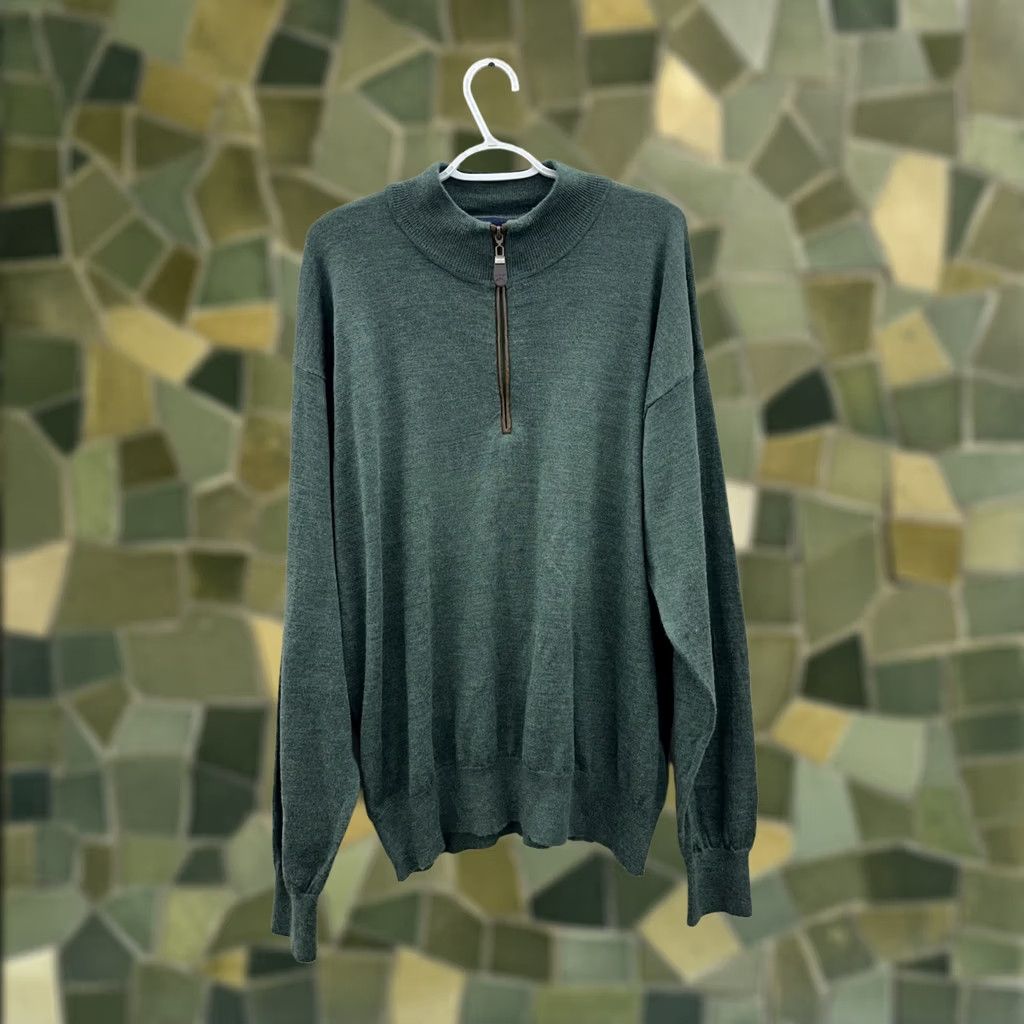 Orvis Orvis Mens Sweater 1/4 Zip Green Merino Wool Long Sleeve 2XL Regular Knit Pullover Classic Casual Winter Fall Summer Spring Weather Size US XXL / EU 58 / 5 - 1 Thumbnail