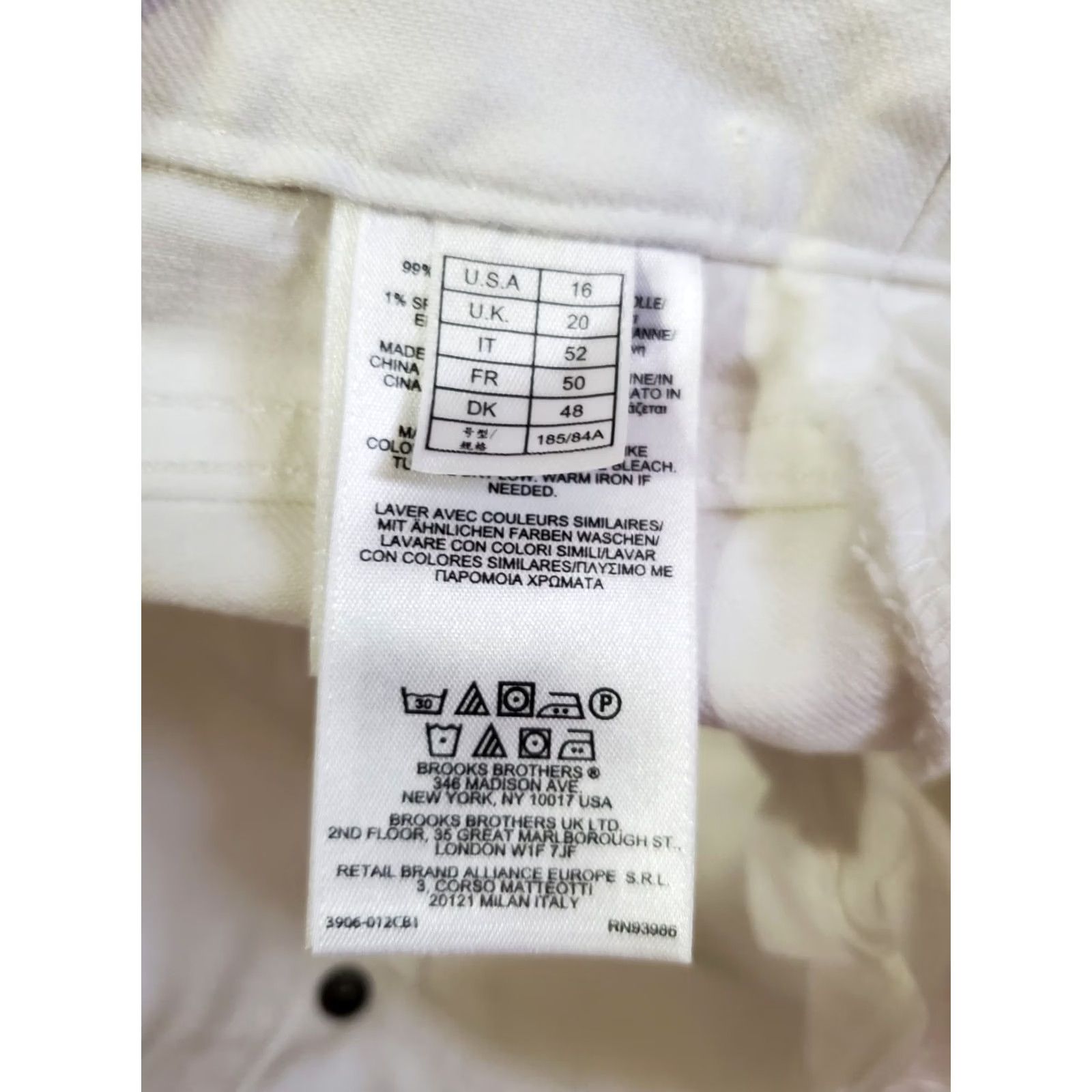 Brooks Brothers Brooks Brothers Pants Women's 16 Solid White Chino Cotton Spandex Flat Front Zip Button High Rise Straight Leg 25in Inseam Regular Size 38" / US 16 / IT 52 - 4 Thumbnail