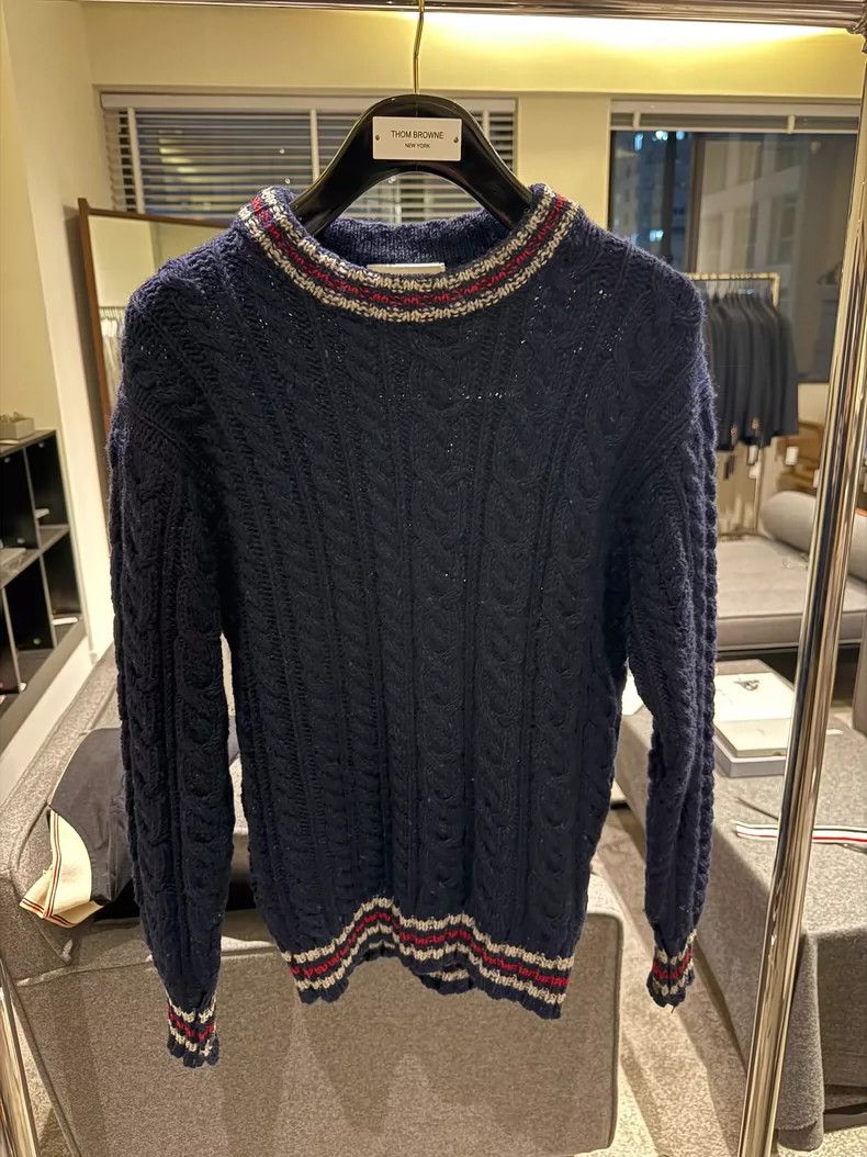 Thom browne Dark blue wool pullover sweater 2504-Nextarrow