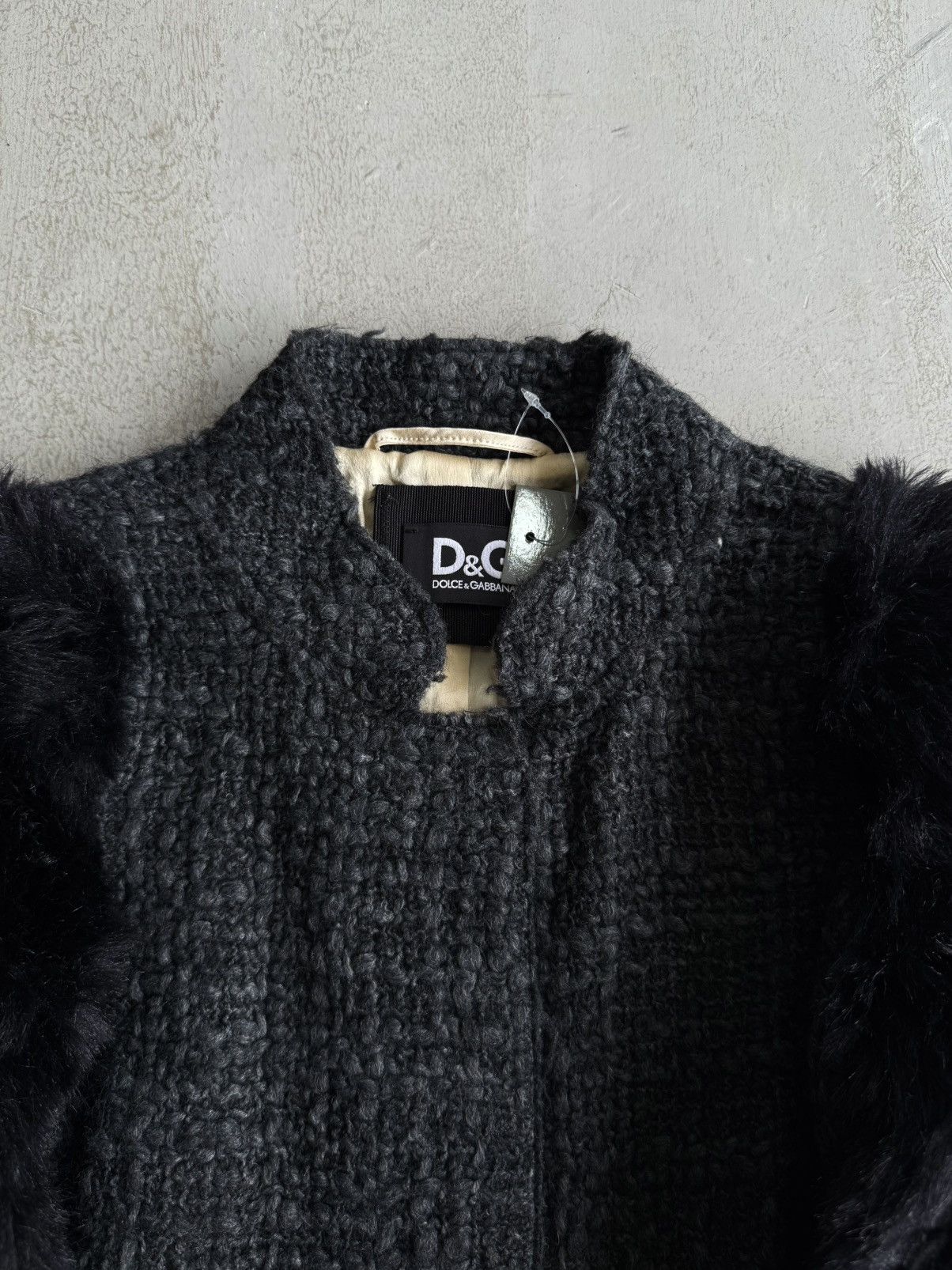 Dolce & Gabbana Archive D&G - Tweed Fur Cropped Jacket Size S / US 4 / IT 40 - 4 Thumbnail