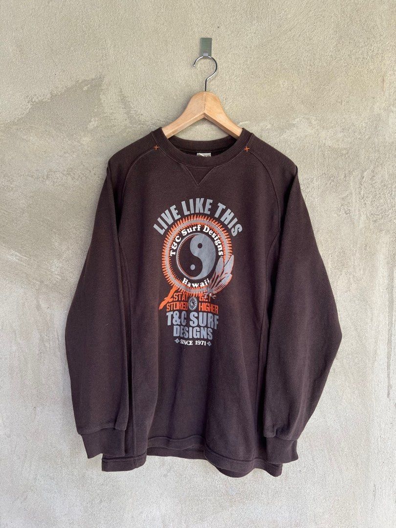 Vintage T&c Surf Design Hawaii Sweatshirt Size US M / EU 48-50 / 2 - 2 Thumbnail