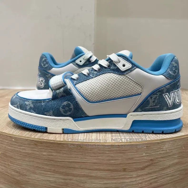 Louis Vuitton Louis Vuitton Blue and White Velcro Shoes Size US 7 / EU 40 - 5 Thumbnail