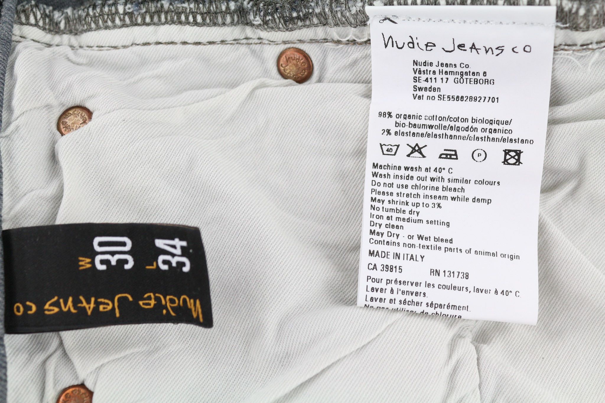 Nudie Jeans TIGHT LONG JOHN W30/L34 Organic Charcoal Jeans 80698 Size US 30 / EU 46 - 6 Thumbnail