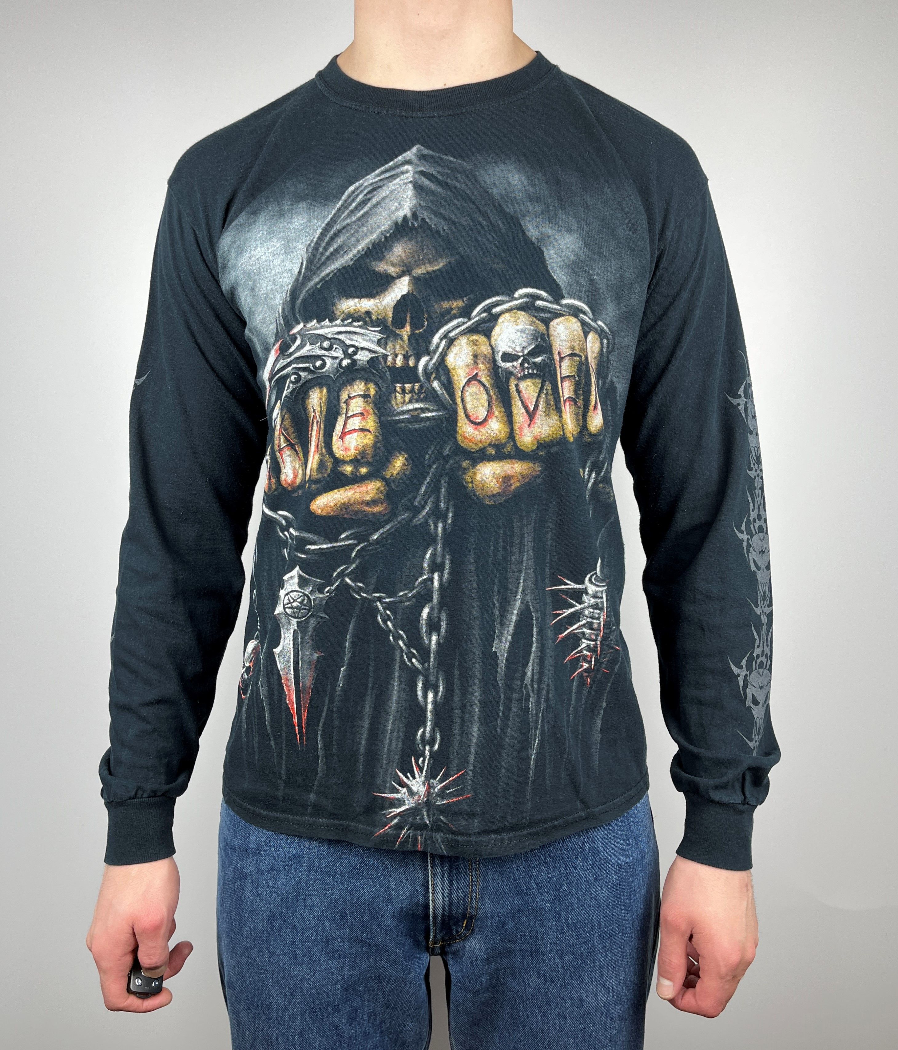 Gildan Grim Reaper Skull Game Over Gildan Long Sleeve T-shirt Size US M / EU 48-50 / 2 - 2 Thumbnail