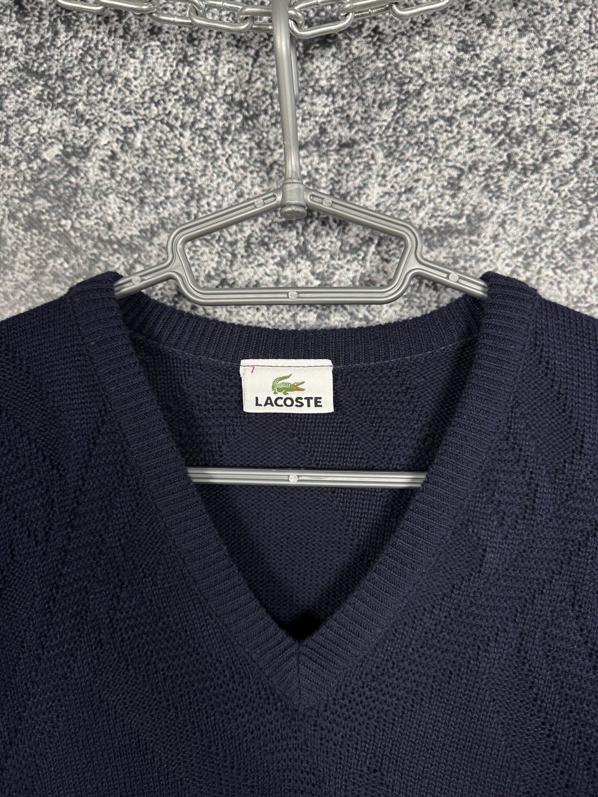 Lacoste Lacoste Vintage V-Neck Knit Sweater Pullover Blue Size 7 Size US XL / EU 56 / 4 - 6 Thumbnail