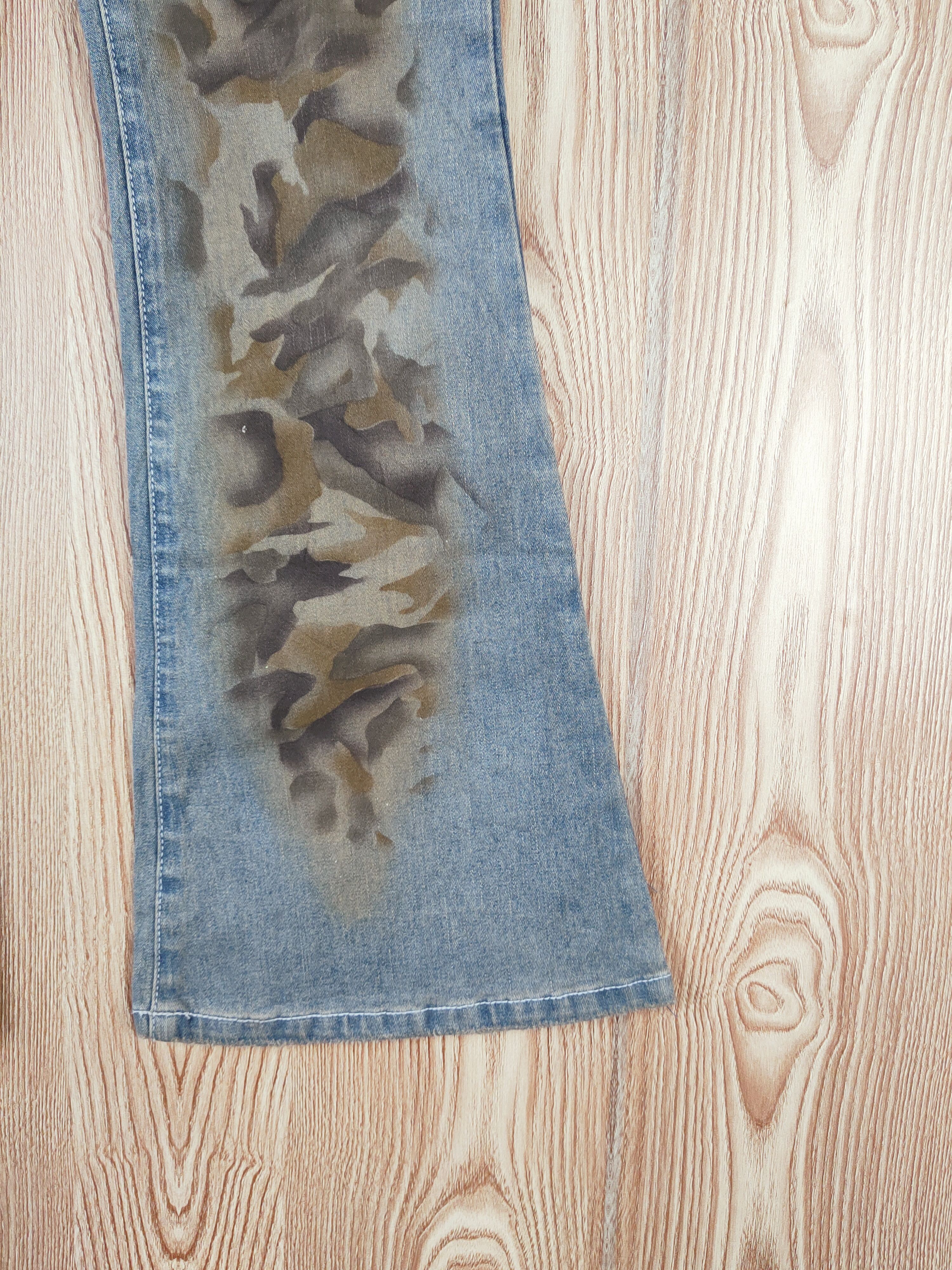 Japanese Brand Penty's Blue Distressed Ripped Boot Cut Jeans #W344 Size 26" / US 2 / IT 38 - 7 Thumbnail
