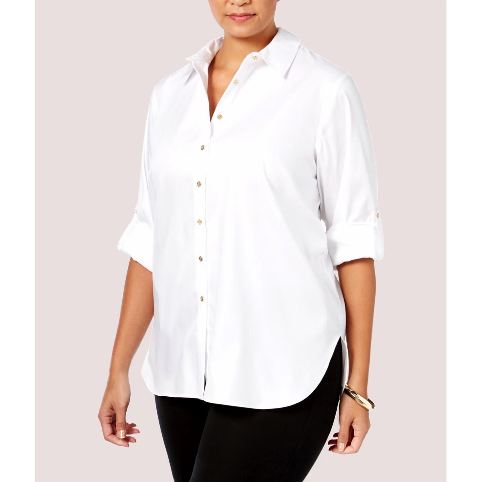 Calvin Klein Calvin Klein White Collared Non Iron Tunic Button Up Shirt 0X Womens Size XL / US 12-14 / IT 48-50 - 1 Thumbnail