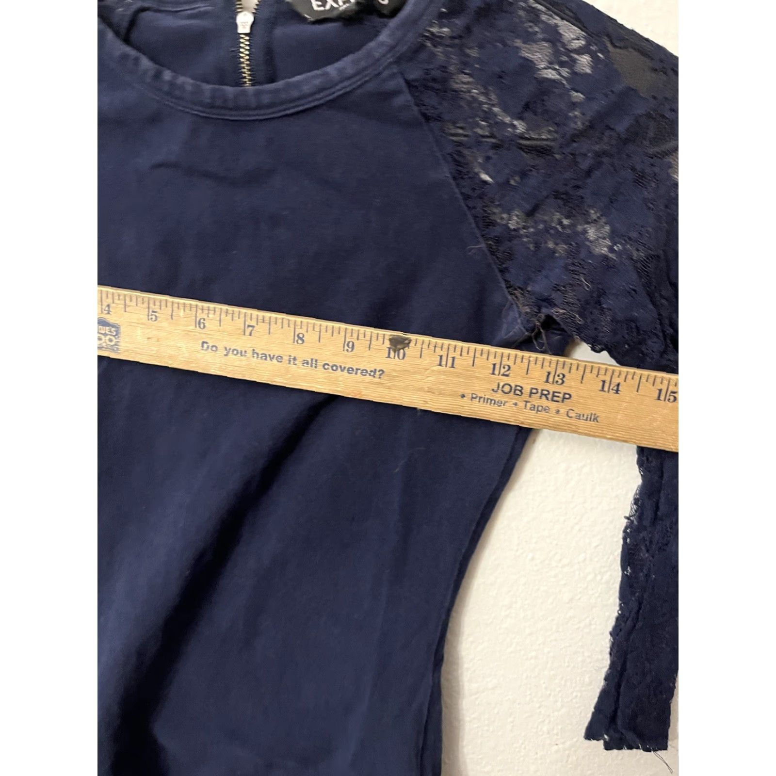 Express Express Dress Womens XS/TP 3/4 Lace Sleeve Zip Navy Stretchy Dress Size XS / US 0-2 / IT 36-38 - 4 Thumbnail