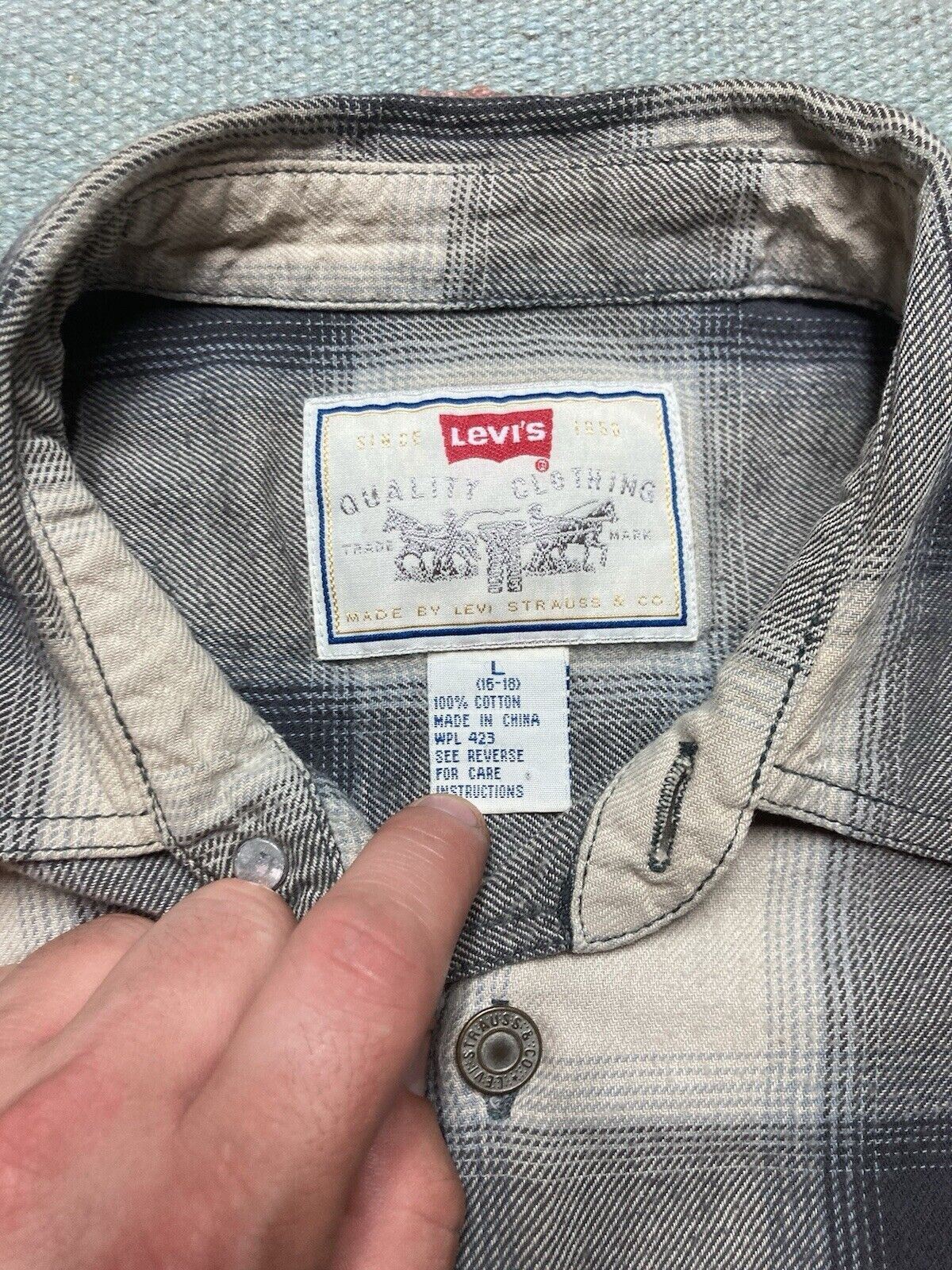 Levi's × Vintage Levis plaid flannel shirt black shadow plaid large 16-18 Size US S / EU 44-46 / 1 - 4 Thumbnail