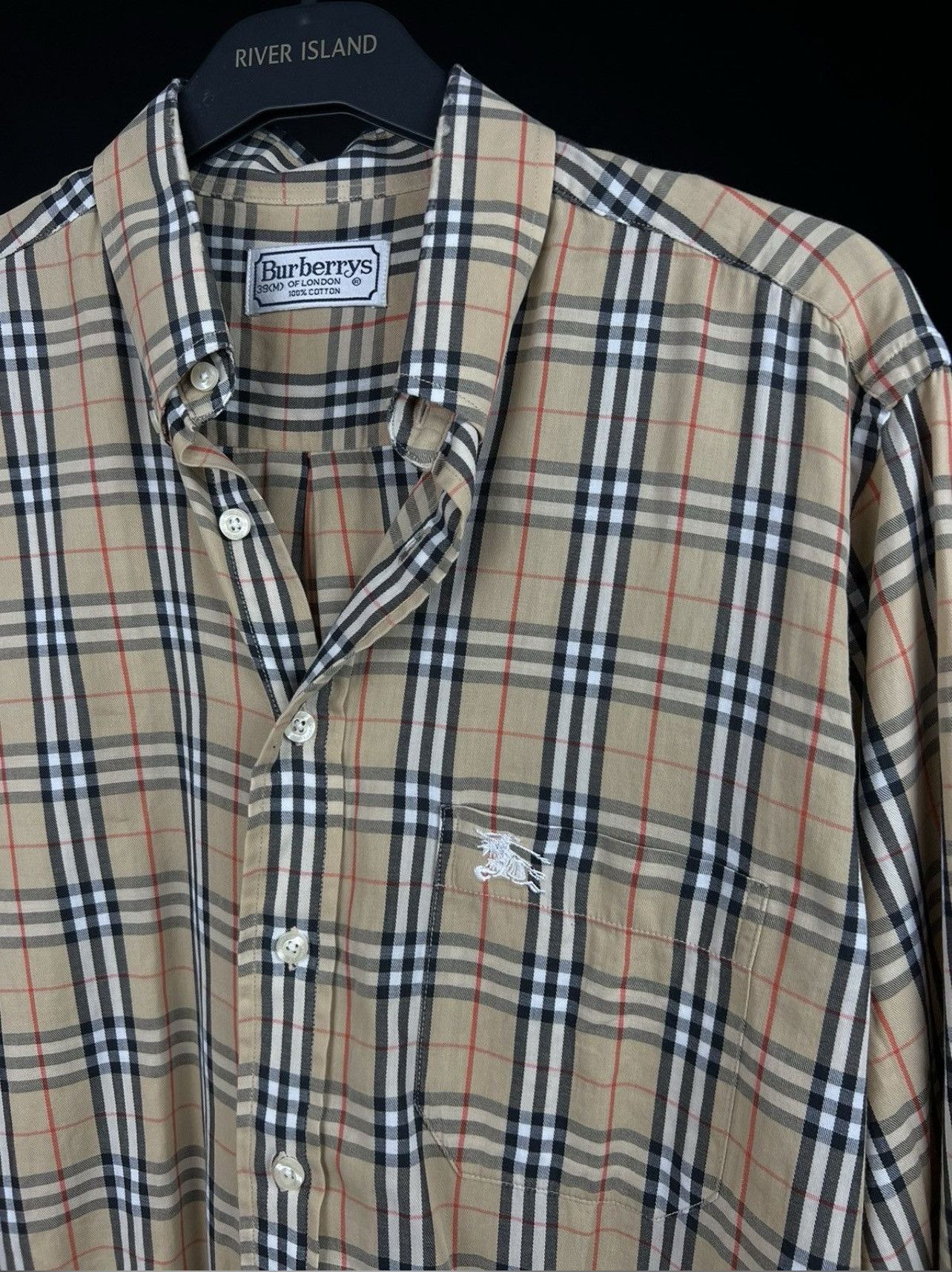Burberry × Vintage VTG Burberrys Nova Check Long Sleeve Button Up Shirt Size US M / EU 48-50 / 2 - 2 Thumbnail