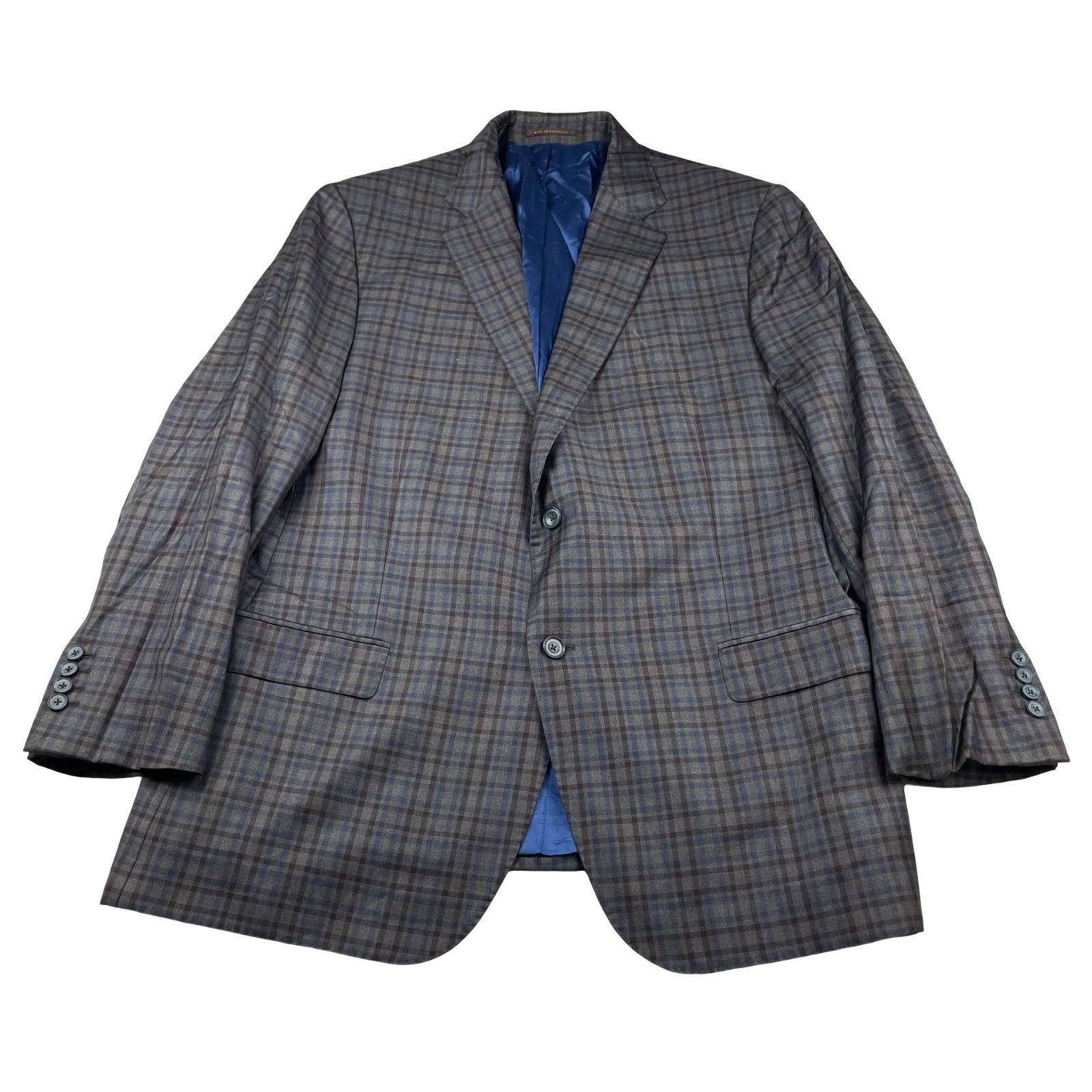 J.Hilburn J.Hilburn Men's Bespoke 100% Wool 2-Button Blazer Brown/Blue Size 46S - 2 Thumbnail
