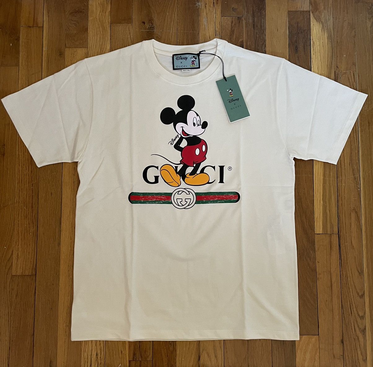 image of Disney Mickey Mouse T-Shirt in White, Men's (Size Small)