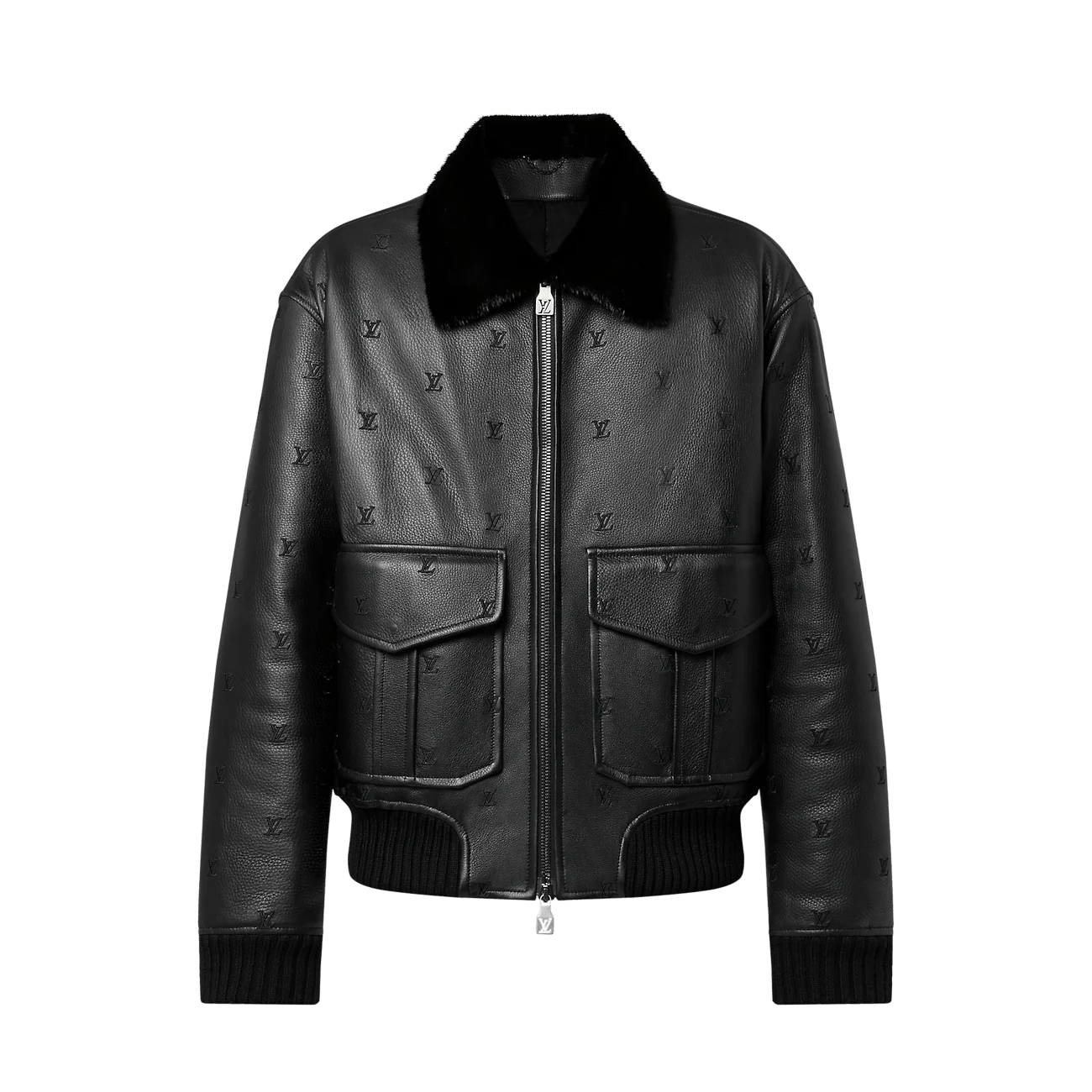Louis Vuitton LOUIS VUITTON JACKET LEATHER MONOGRAM VARSITY DENIM ...