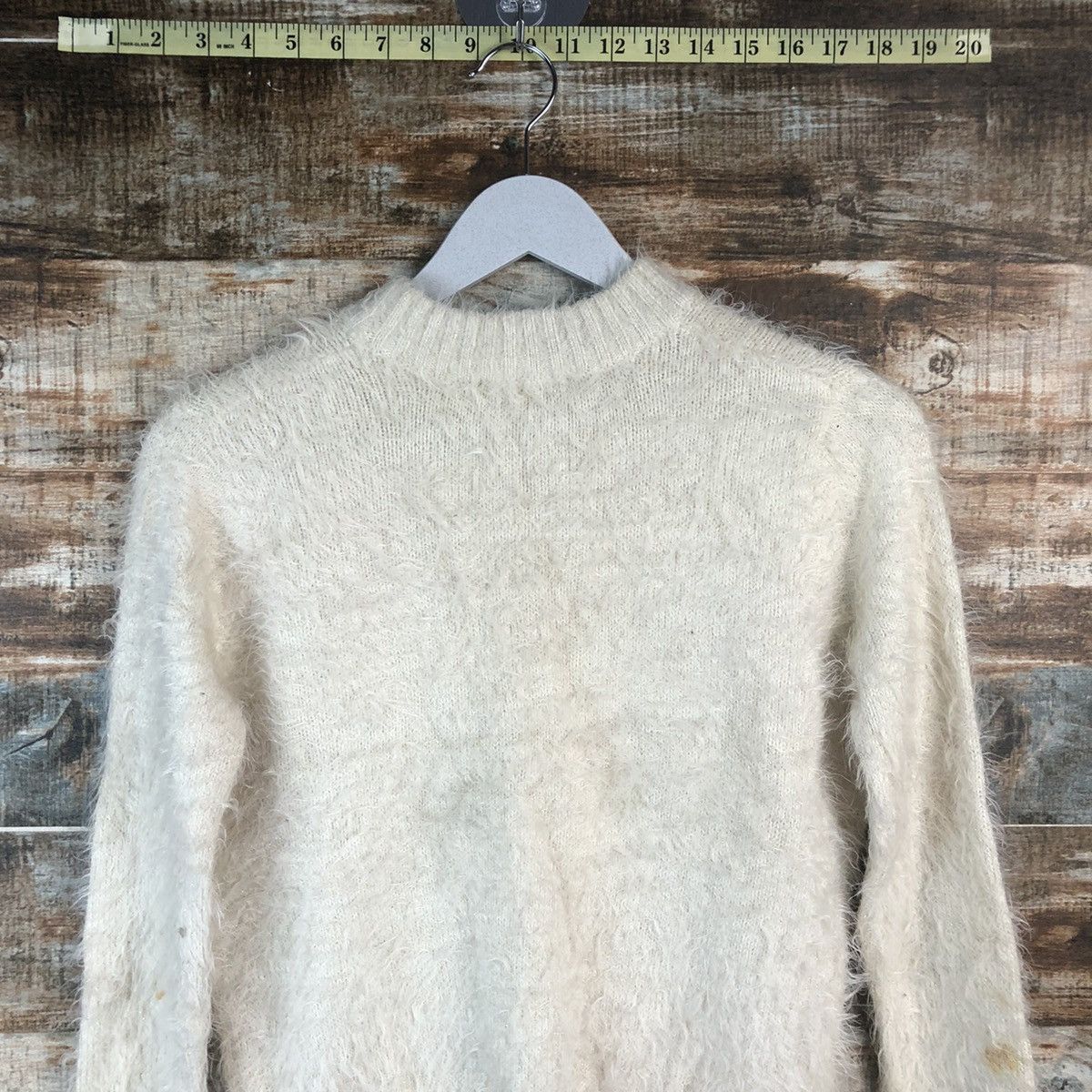 Vintage DL Ingni White shaggy fur Mohair Knitwear #C390 Size S / US 4 / IT 40 - 13 Thumbnail