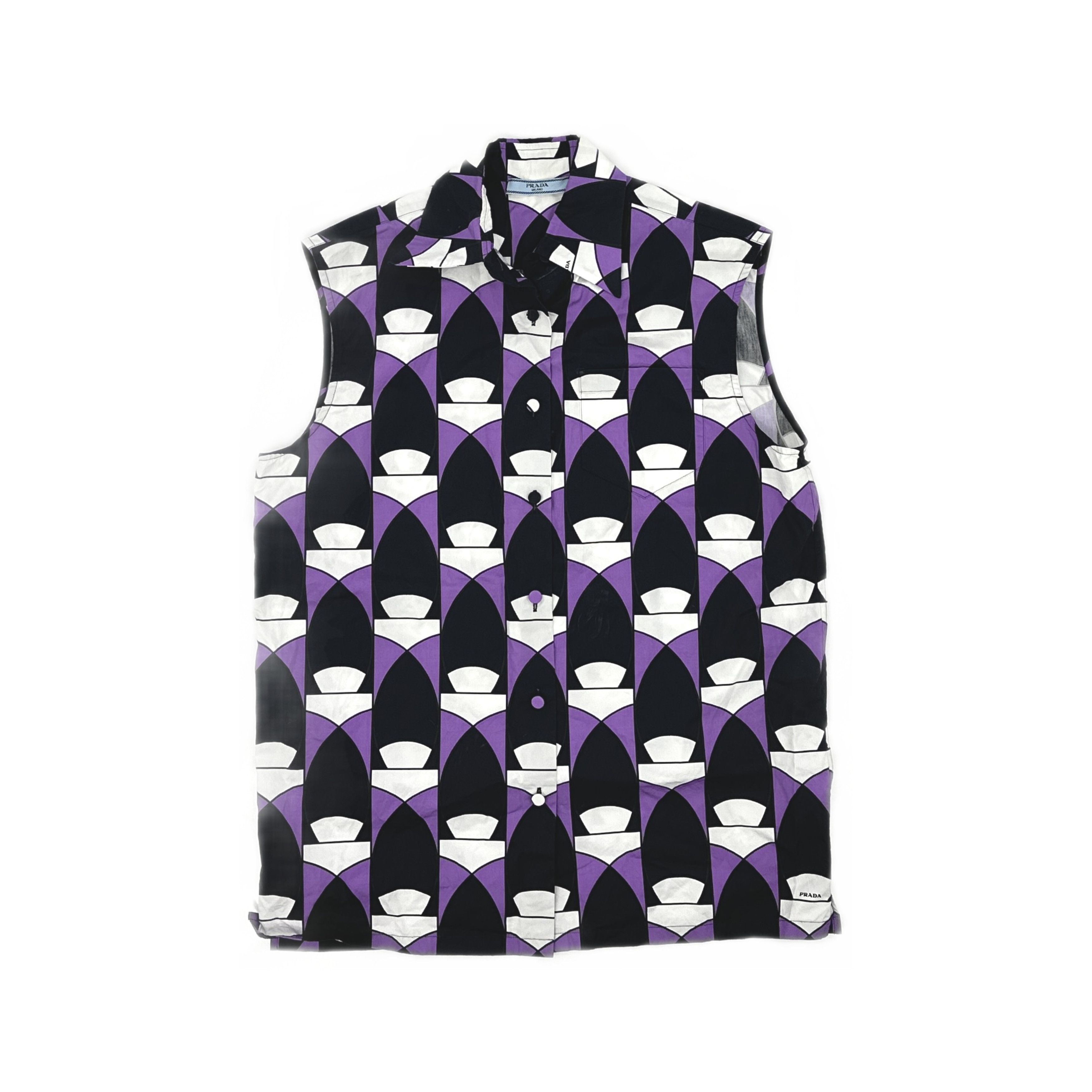 Prada Prada Geometric Print Sleeveless Button Up Size 38 Size XS / US 0-2 / IT 36-38 - 1 Thumbnail