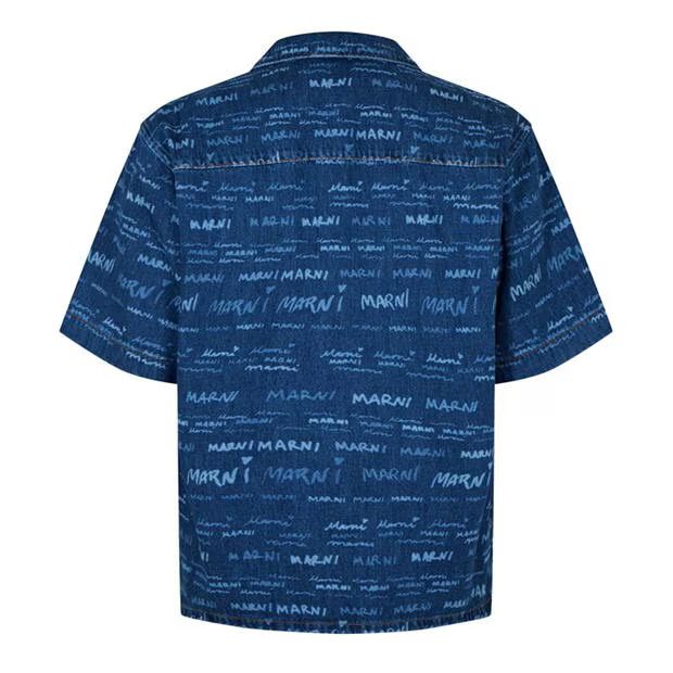 o1g2r1mq0524 Logo Denim Shirts in Blue
