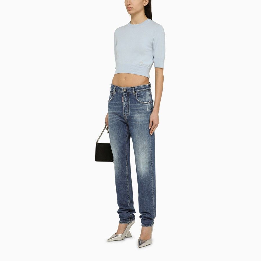 Dsquared2 o1d2blof0824 Cotton Cropped Jersey in Light Blue Size S / US 4 / IT 40 - 2 Thumbnail